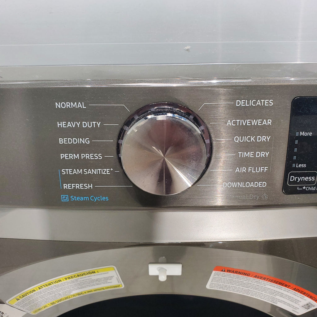 Pictures of Platinum Samsung 7.5 cu. ft. Front Load Electric Dryer with Steam- Scratch & Dent - Minor - Neu Appliance Outlet - Discount Appliance Outlet in Austin, Tx
