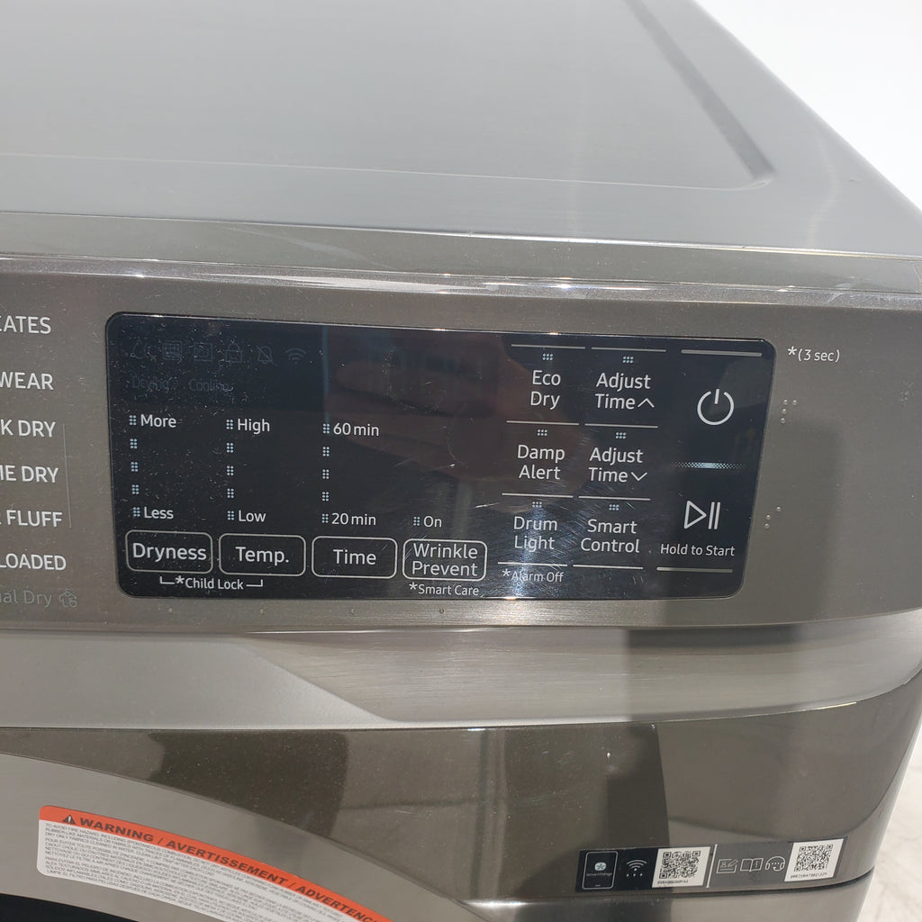 Pictures of Platinum Samsung 7.5 cu. ft. Front Load Electric Dryer with Steam- Scratch & Dent - Minor - Neu Appliance Outlet - Discount Appliance Outlet in Austin, Tx