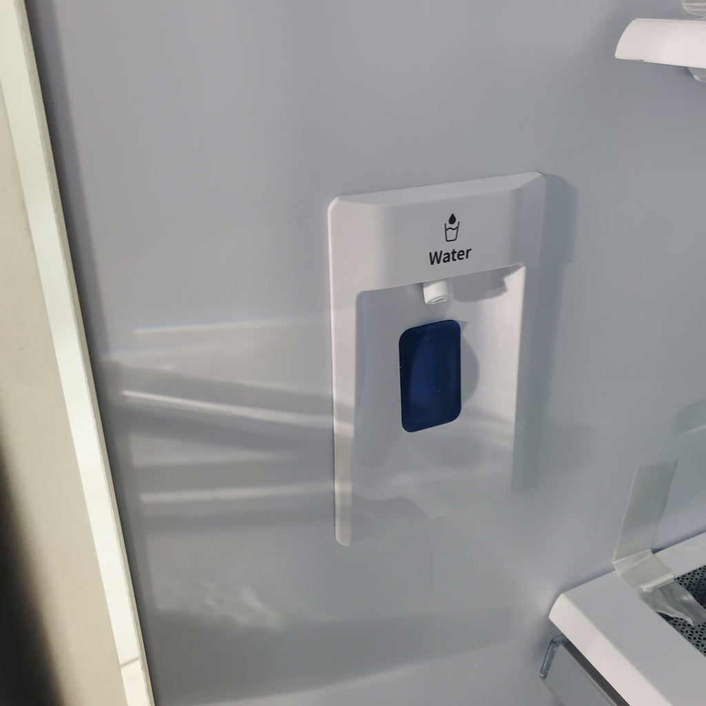 Pictures of Fingerprint Resistant Brushed Steel ENERGY STAR Hisense 26.6 cu. ft. 3 Door French Door Refrigerator with Icemaker and Internal Water Dispenser - Scratch & Dent - Minor - Neu Appliance Outlet - Discount Appliance Outlet in Austin, Tx