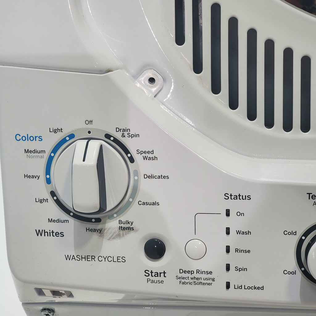 Pictures of 24 in. Wide GE Spacemaker Laundry Center with 2.3 cu. ft. Capacity Top Load Washing Machine and 4.4 cu. ft. Electric Dryer - Scratch & Dent - Minor - Neu Appliance Outlet - Discount Appliance Outlet in Austin, Tx