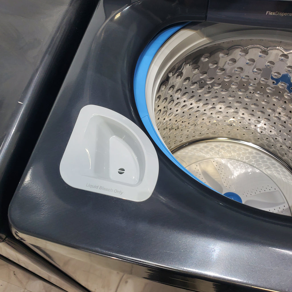 Pictures of Diamond Gray ENERGY STAR GE Profile 5.4 cu. ft. Top Load Washing Machine with FlexDispense and Diamond Gray ENERGY STAR GE Profile 7.4 cu. ft. Gas Dryer with Steam - Scratch & Dent - Moderate - Neu Appliance Outlet - Discount Appliance Outlet in Austin, Tx