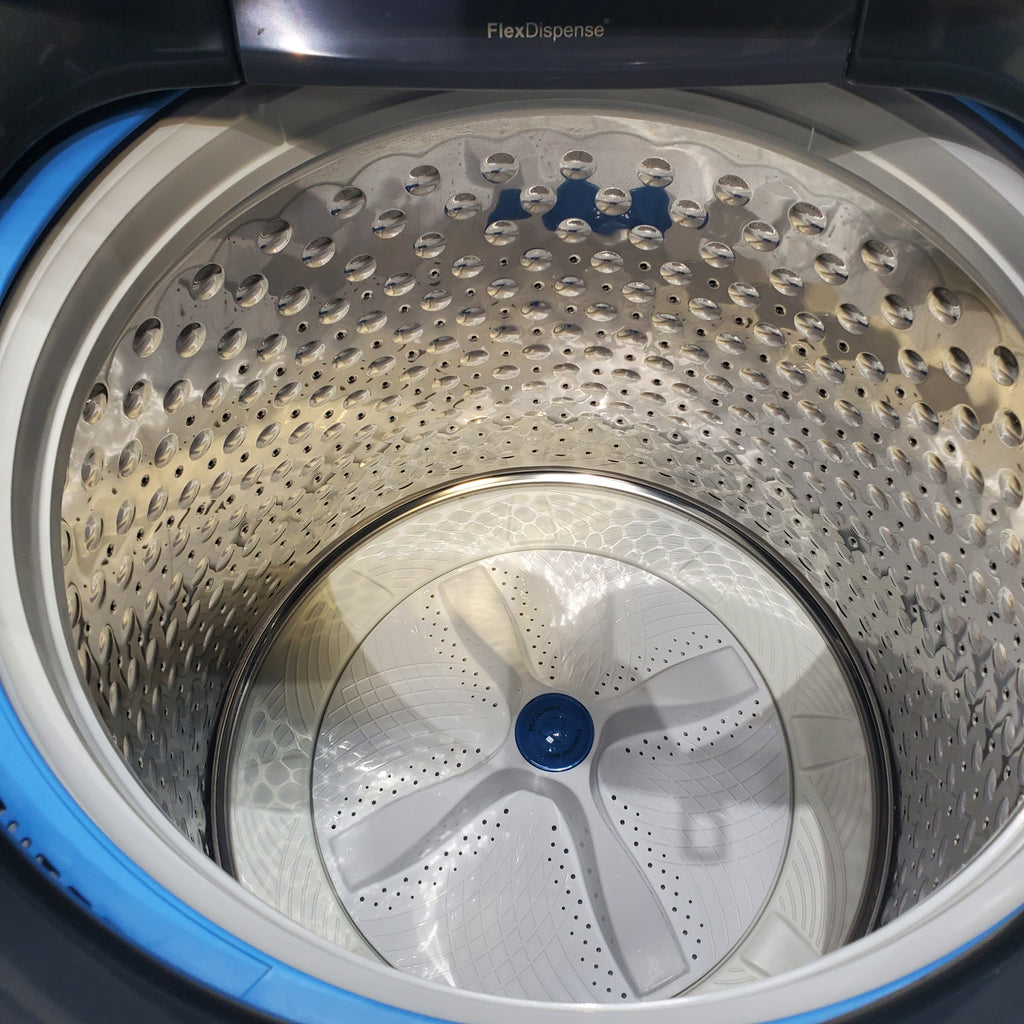 Pictures of Diamond Gray ENERGY STAR GE Profile 5.4 cu. ft. Top Load Washing Machine with FlexDispense and Diamond Gray ENERGY STAR GE Profile 7.4 cu. ft. Gas Dryer with Steam - Scratch & Dent - Moderate - Neu Appliance Outlet - Discount Appliance Outlet in Austin, Tx