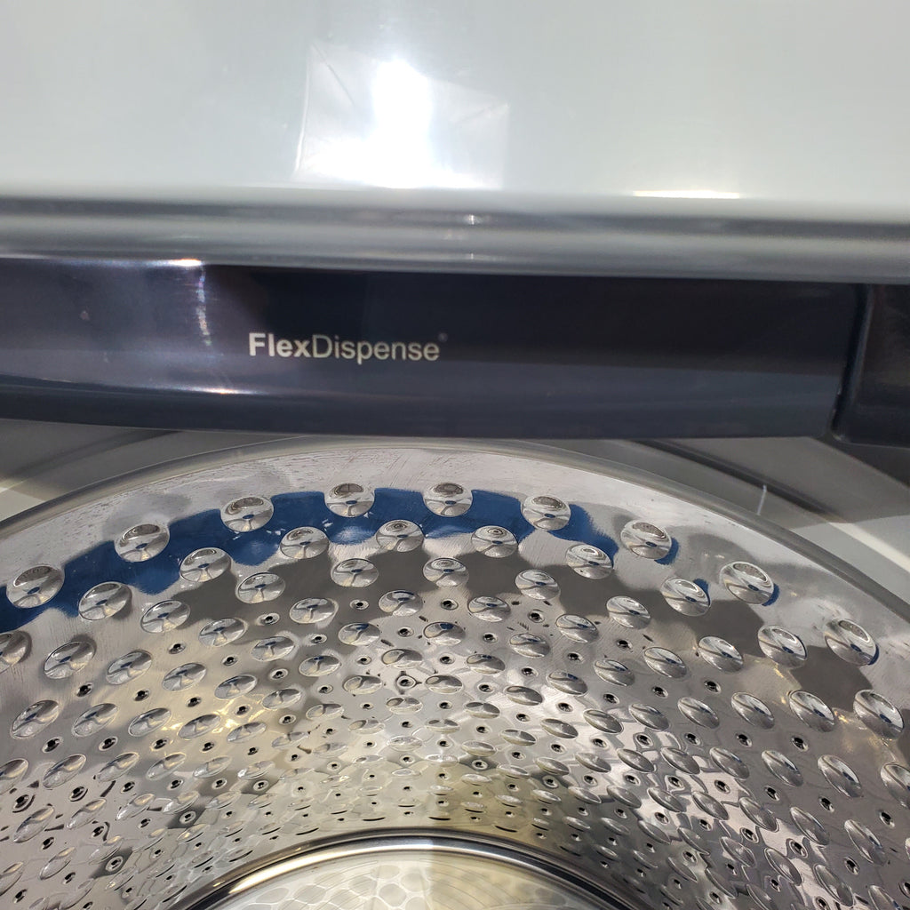 Pictures of Diamond Gray ENERGY STAR GE Profile 5.4 cu. ft. Top Load Washing Machine with FlexDispense and Diamond Gray ENERGY STAR GE Profile 7.4 cu. ft. Gas Dryer with Steam - Scratch & Dent - Moderate - Neu Appliance Outlet - Discount Appliance Outlet in Austin, Tx