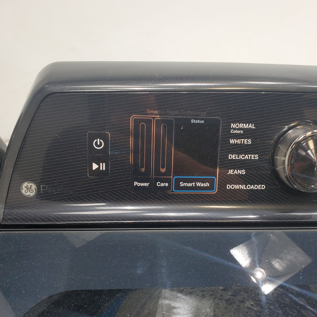 Pictures of Diamond Gray ENERGY STAR GE Profile 5.4 cu. ft. Top Load Washing Machine with FlexDispense and Diamond Gray ENERGY STAR GE Profile 7.4 cu. ft. Gas Dryer with Steam - Scratch & Dent - Moderate - Neu Appliance Outlet - Discount Appliance Outlet in Austin, Tx