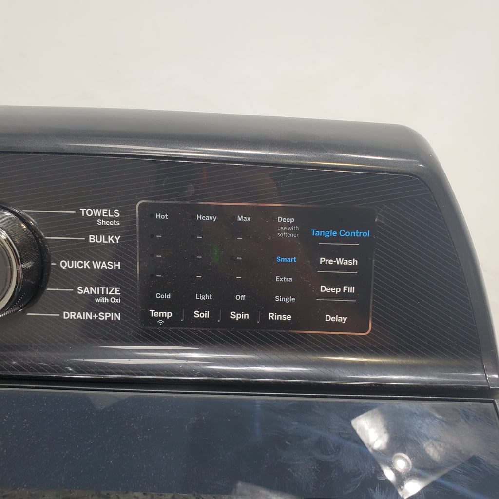 Pictures of Diamond Gray ENERGY STAR GE Profile 5.4 cu. ft. Top Load Washing Machine with FlexDispense and Diamond Gray ENERGY STAR GE Profile 7.4 cu. ft. Gas Dryer with Steam - Scratch & Dent - Moderate - Neu Appliance Outlet - Discount Appliance Outlet in Austin, Tx