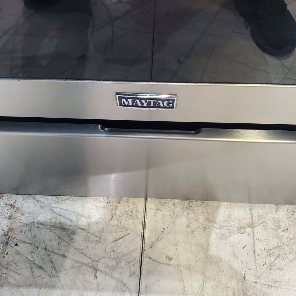 Pictures of Fingerprint-Resistant Stainless Steel Maytag 6.4 cu. ft. Freestanding 5 Heating Elements Smooth Cooktop Electric Range with Convection - Certified Refurbished - Neu Appliance Outlet - Discount Appliance Outlet in Austin, Tx