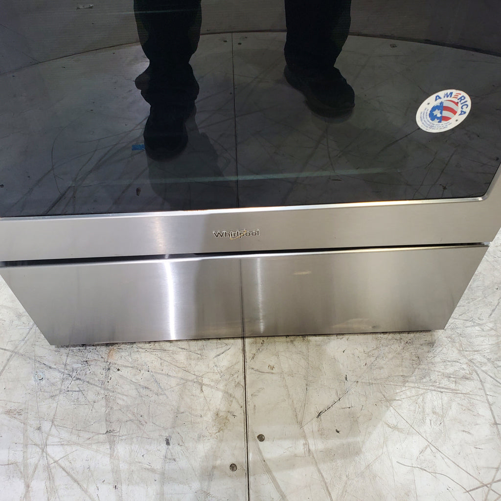 Pictures of Black-on-Stainless Steel Whirlpool 5.3 cu. ft. Freestanding 5 Heating Element Smooth Cooktop Range with Frozen Bake Technology - Scratch & Dent - Minor - Neu Appliance Outlet - Discount Appliance Outlet in Austin, Tx