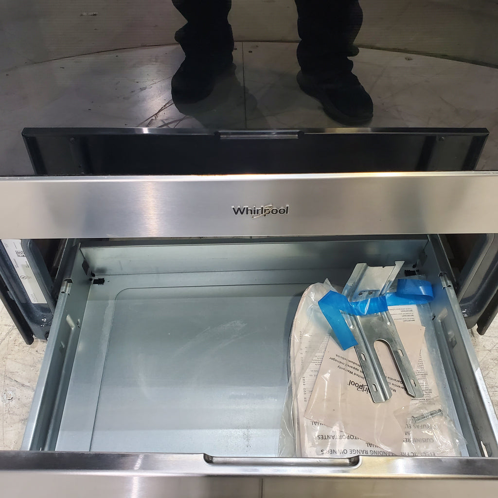 Pictures of Black-on-Stainless Steel Whirlpool 5.3 cu. ft. Freestanding 5 Heating Element Smooth Cooktop Range with Frozen Bake Technology - Scratch & Dent - Minor - Neu Appliance Outlet - Discount Appliance Outlet in Austin, Tx