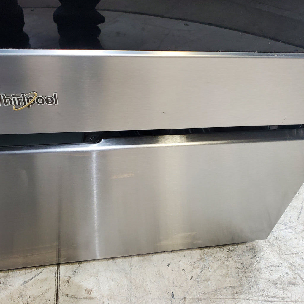 Pictures of Black-on-Stainless Steel Whirlpool 5.3 cu. ft. Freestanding 5 Heating Element Smooth Cooktop Range with Frozen Bake Technology - Scratch & Dent - Minor - Neu Appliance Outlet - Discount Appliance Outlet in Austin, Tx