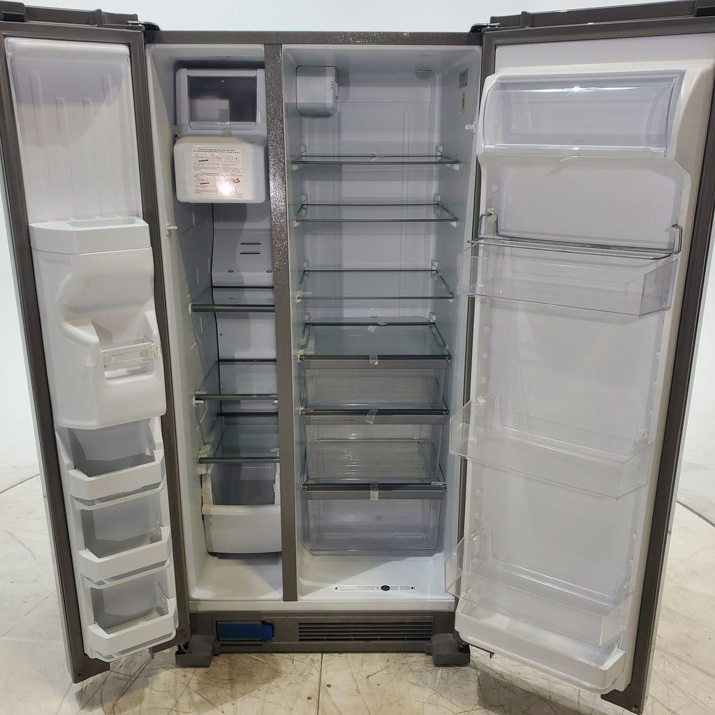 Pictures of 33 in. Wide Fingerprint-Resistant Stainless Steel Whirlpool 21.4 cu. ft. Side by Side Refrigerator with In Door Ice and Water Dispenser - Certified Refurbished - Neu Appliance Outlet - Discount Appliance Outlet in Austin, Tx