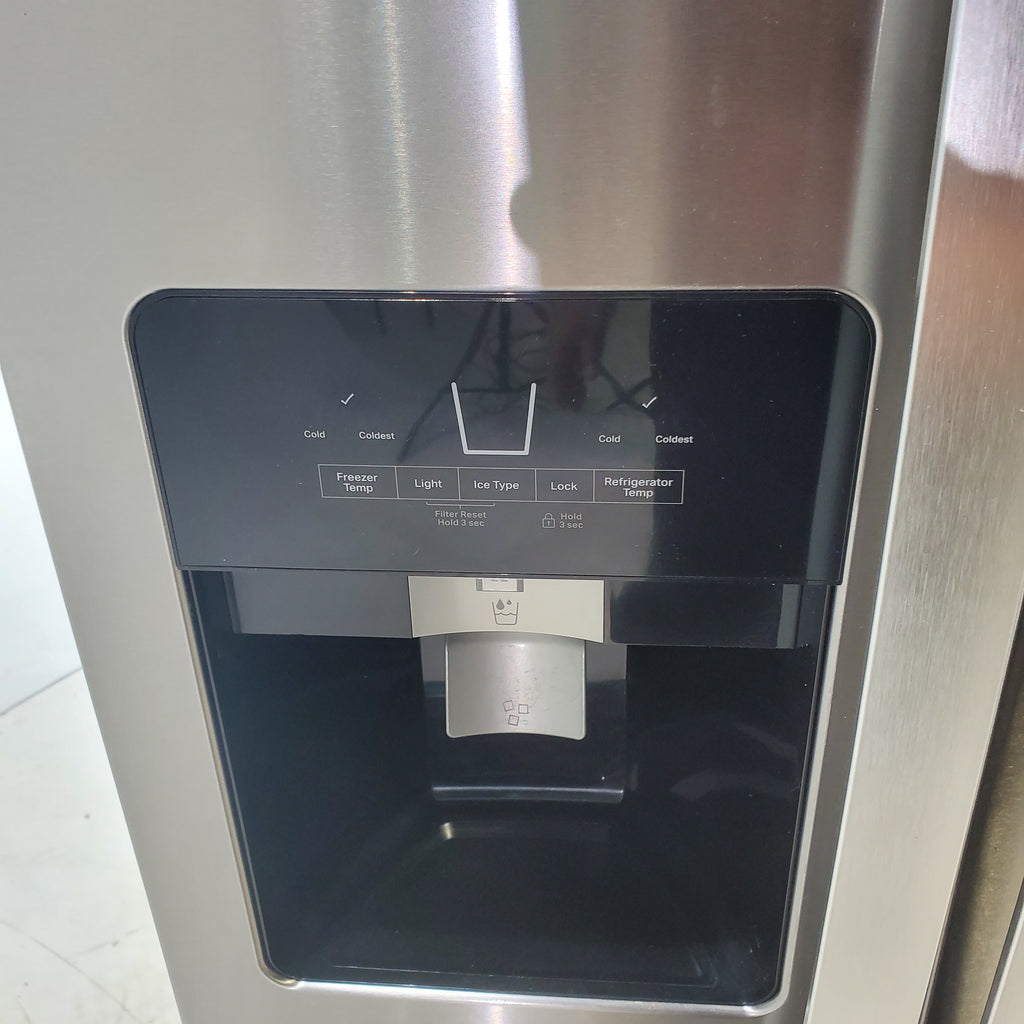 Pictures of 33 in. Wide Fingerprint-Resistant Stainless Steel Whirlpool 21.4 cu. ft. Side by Side Refrigerator with In Door Ice and Water Dispenser - Certified Refurbished - Neu Appliance Outlet - Discount Appliance Outlet in Austin, Tx