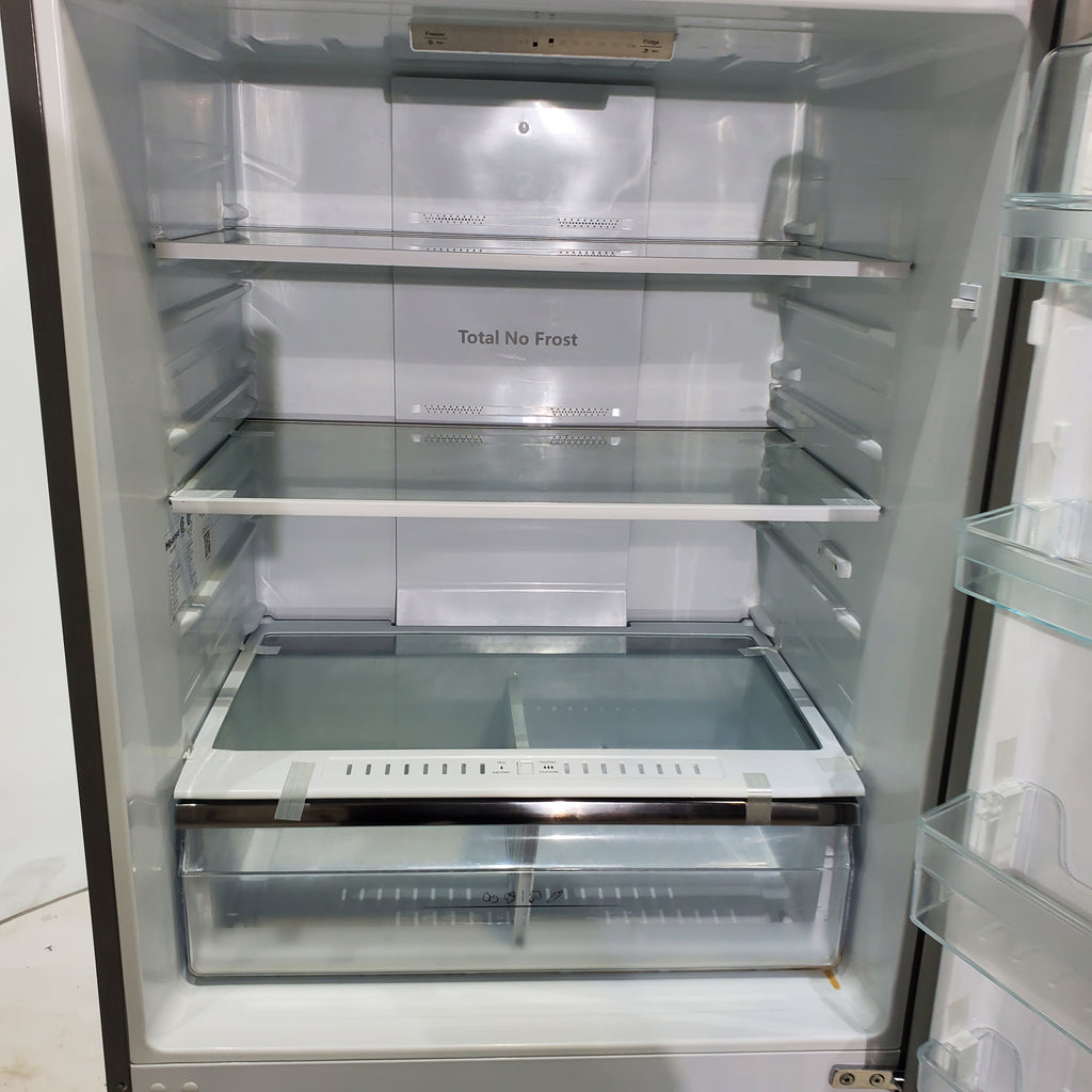 Pictures of 32 in. Wide Counter Depth Stainless Steel ENERGY STAR Hisense 17.1 cu. ft. Bottom Freezer Refrigerator with Super Freezer Technology - Certified Refurbished - Neu Appliance Outlet - Discount Appliance Outlet in Austin, Tx