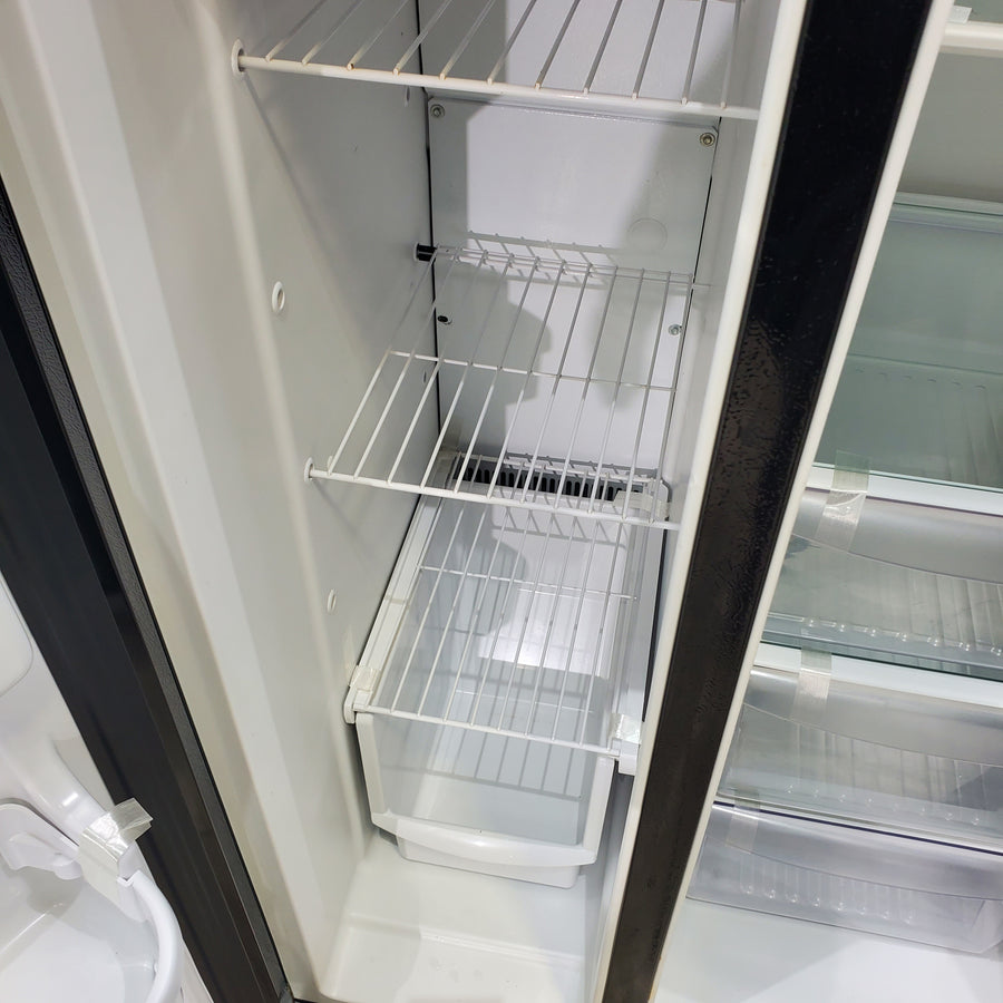 33" Wide Ebony Black Frigidaire 22.1 cu. ft. Side by Side Refrigerator with External Ice and Water Dispenser - Certified Refurbished