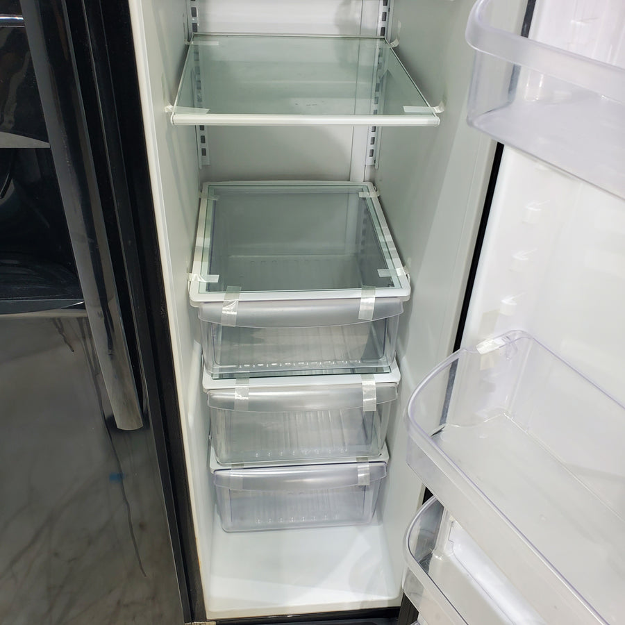 33" Wide Ebony Black Frigidaire 22.1 cu. ft. Side by Side Refrigerator with External Ice and Water Dispenser - Certified Refurbished