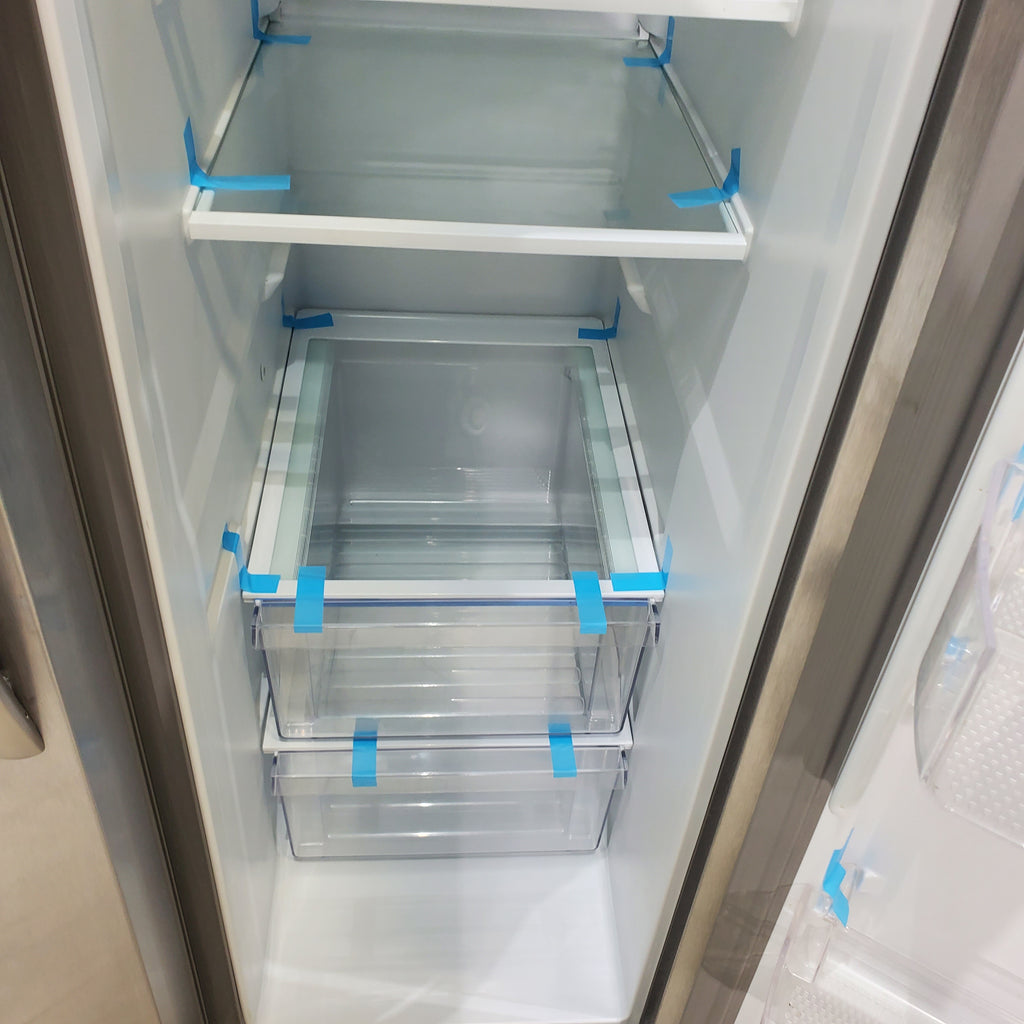Pictures of 33" Wide Stainless Steel Frigidaire 22.3 cu. ft. ENERGY STAR Side by Side Refrigerator with Exterior Water and Ice Dispenser - Scratch & Dent - Minor - Neu Appliance Outlet - Discount Appliance Outlet in Austin, Tx