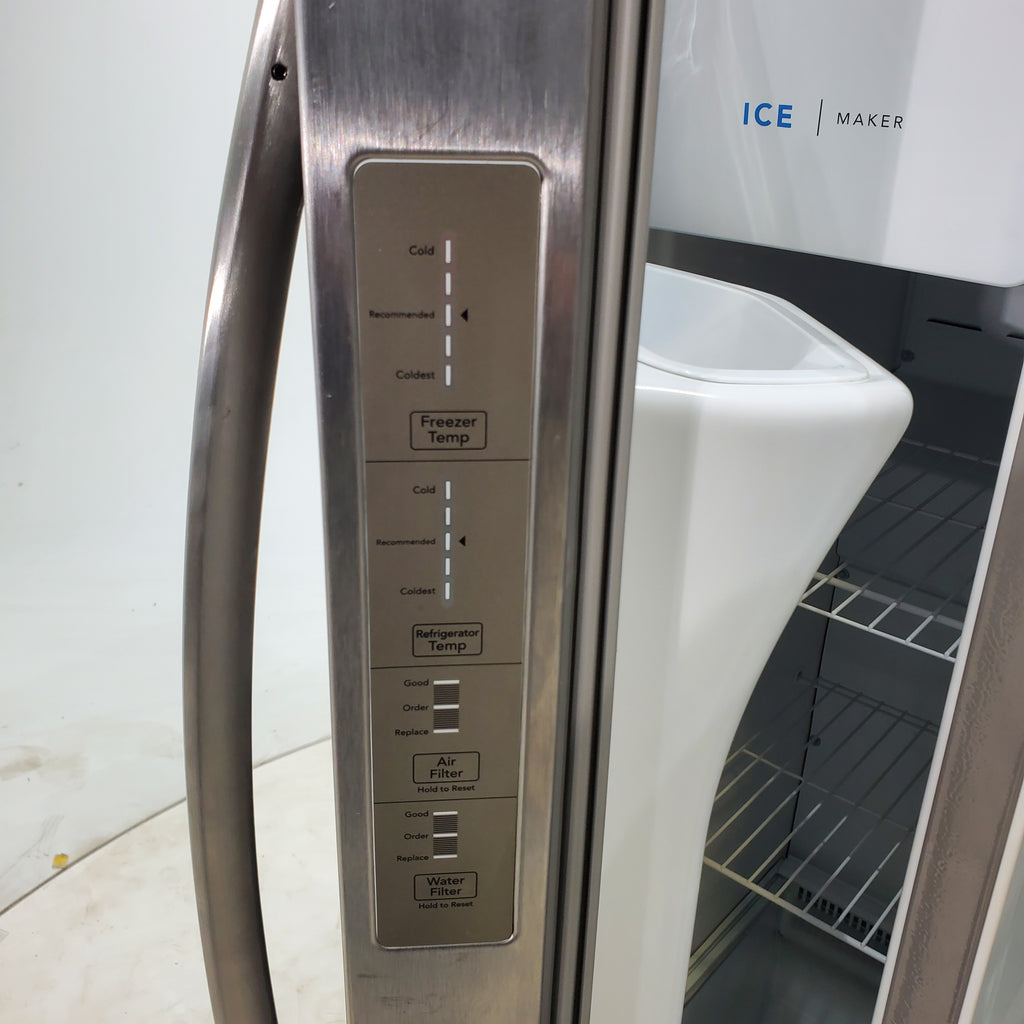 Pictures of 33" Wide Stainless Steel Frigidaire 22.3 cu. ft. ENERGY STAR Side by Side Refrigerator with Exterior Water and Ice Dispenser - Scratch & Dent - Minor - Neu Appliance Outlet - Discount Appliance Outlet in Austin, Tx