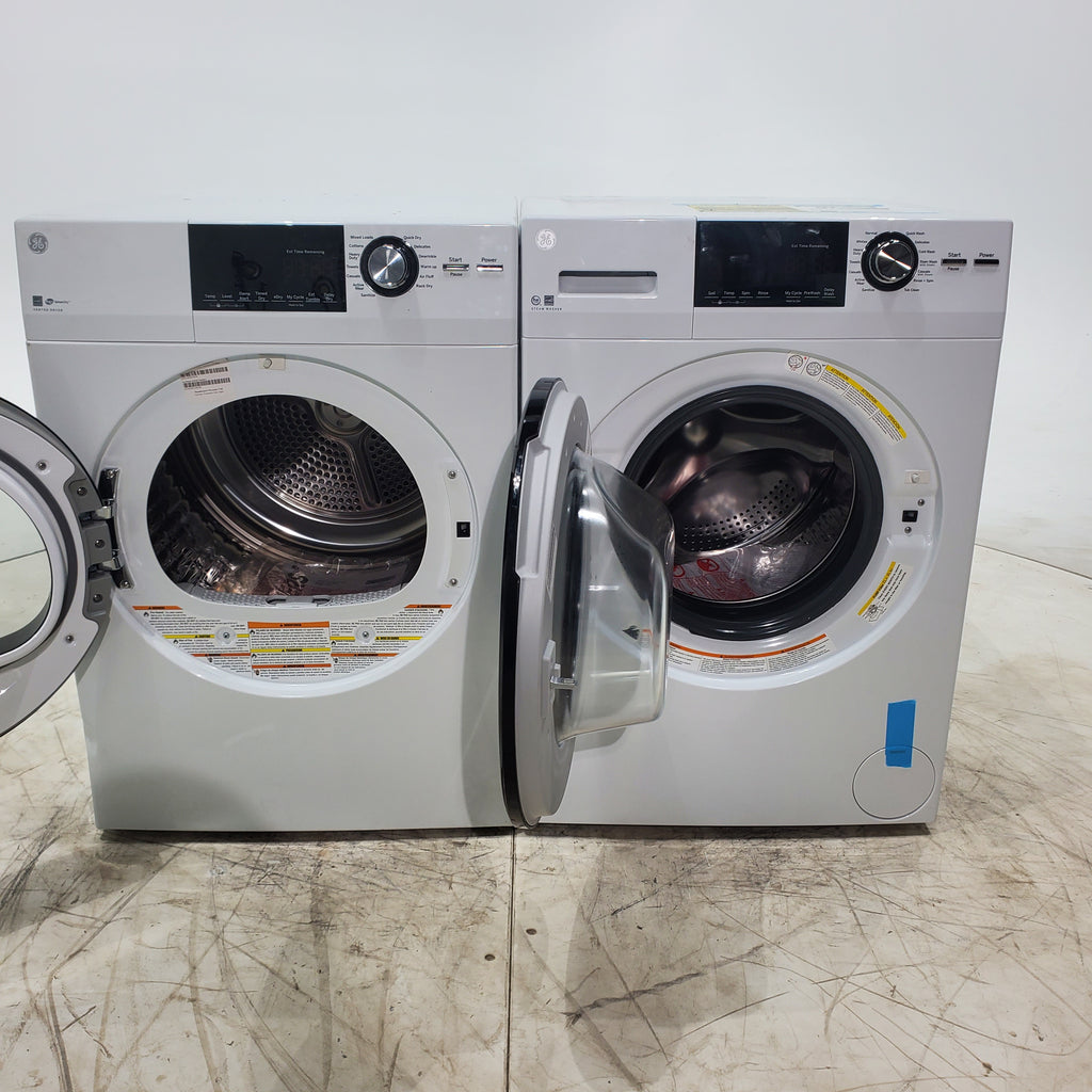 Pictures of Compact 24 in. Wide GE ENERGY STAR 2.4 cu. ft. Front Load Steam Washing Machine with 1400 RPM Spin Speed and Frontload Vented WiFi Capable ENERGY STAR 4.3 cu. ft. Electric Dryer with Stainless Steel Basket - Scratch & Dent - Minor - Neu Appliance Outlet - Discount Appliance Outlet in Austin, Tx