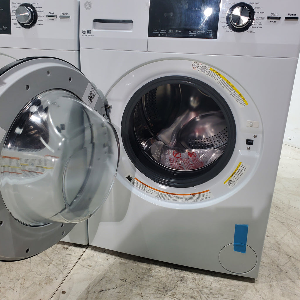 Pictures of Compact 24 in. Wide GE ENERGY STAR 2.4 cu. ft. Front Load Steam Washing Machine with 1400 RPM Spin Speed and Frontload Vented WiFi Capable ENERGY STAR 4.3 cu. ft. Electric Dryer with Stainless Steel Basket - Scratch & Dent - Minor - Neu Appliance Outlet - Discount Appliance Outlet in Austin, Tx