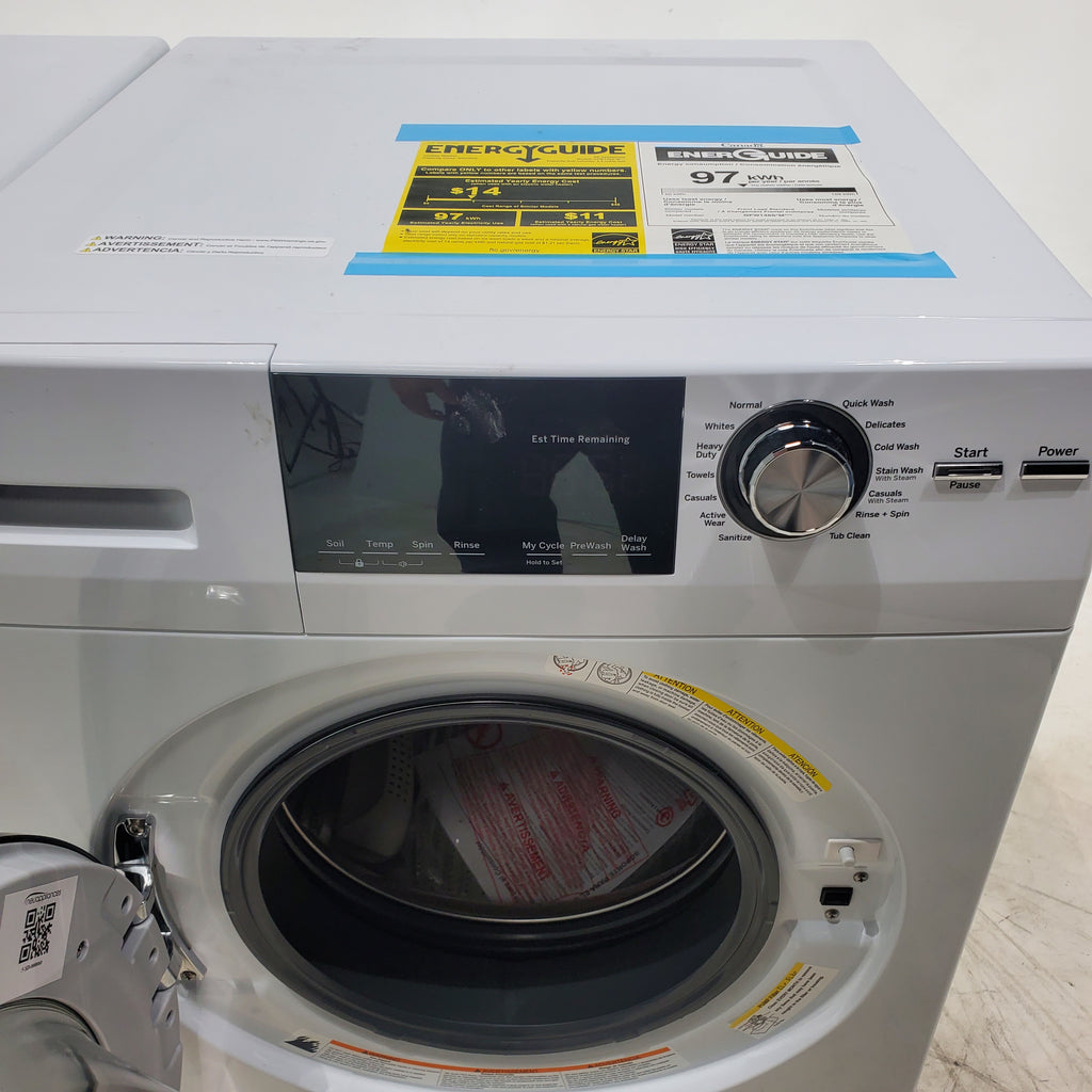 Pictures of Compact 24 in. Wide GE ENERGY STAR 2.4 cu. ft. Front Load Steam Washing Machine with 1400 RPM Spin Speed and Frontload Vented WiFi Capable ENERGY STAR 4.3 cu. ft. Electric Dryer with Stainless Steel Basket - Scratch & Dent - Minor - Neu Appliance Outlet - Discount Appliance Outlet in Austin, Tx