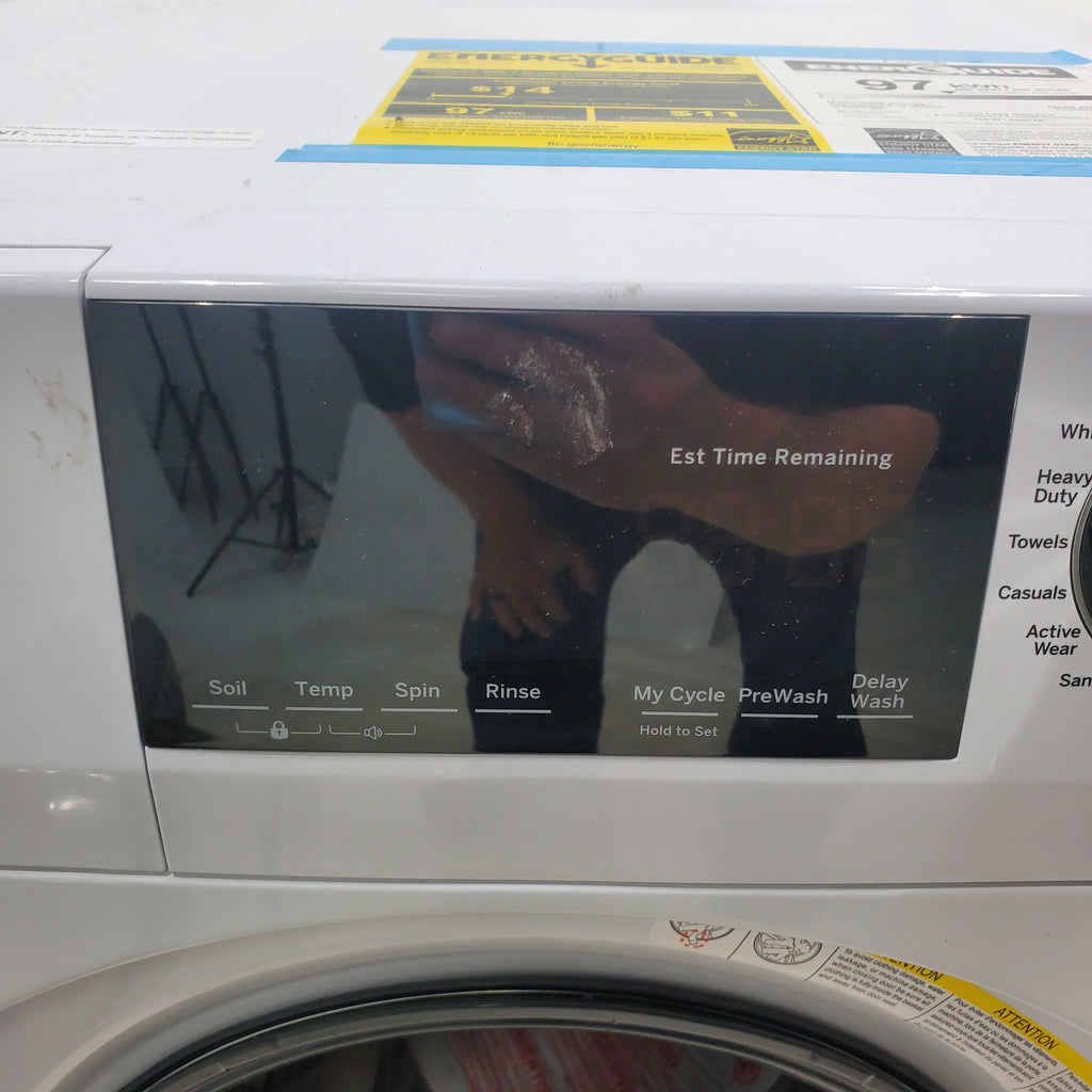Pictures of Compact 24 in. Wide GE ENERGY STAR 2.4 cu. ft. Front Load Steam Washing Machine with 1400 RPM Spin Speed and Frontload Vented WiFi Capable ENERGY STAR 4.3 cu. ft. Electric Dryer with Stainless Steel Basket - Scratch & Dent - Minor - Neu Appliance Outlet - Discount Appliance Outlet in Austin, Tx