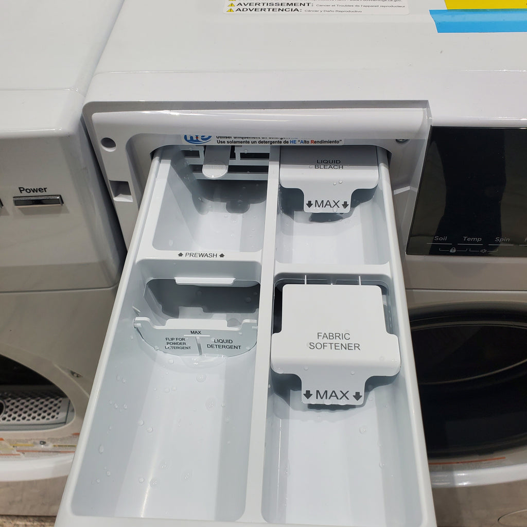 Pictures of Compact 24 in. Wide GE ENERGY STAR 2.4 cu. ft. Front Load Steam Washing Machine with 1400 RPM Spin Speed and Frontload Vented WiFi Capable ENERGY STAR 4.3 cu. ft. Electric Dryer with Stainless Steel Basket - Scratch & Dent - Minor - Neu Appliance Outlet - Discount Appliance Outlet in Austin, Tx