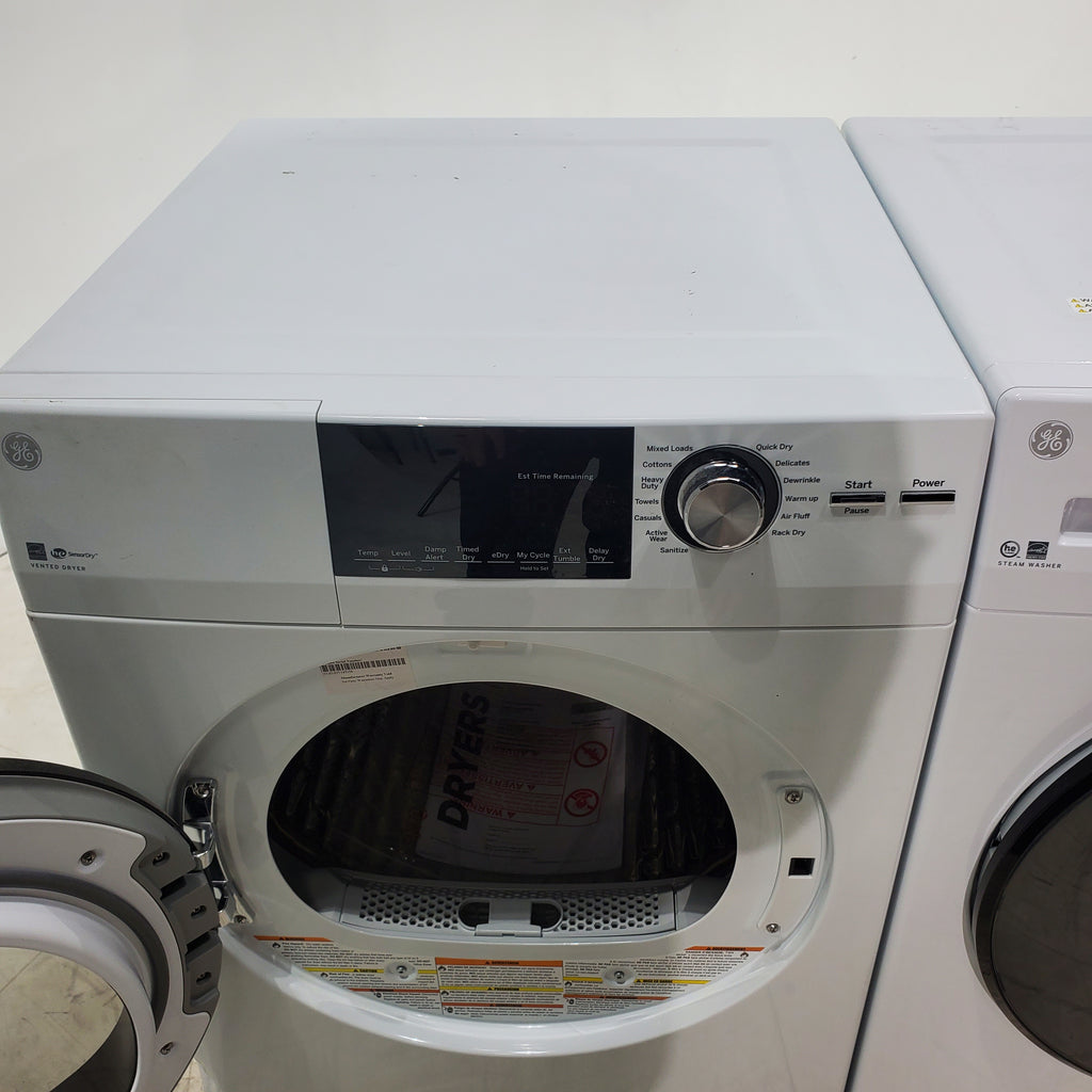 Pictures of Compact 24 in. Wide GE ENERGY STAR 2.4 cu. ft. Front Load Steam Washing Machine with 1400 RPM Spin Speed and Frontload Vented WiFi Capable ENERGY STAR 4.3 cu. ft. Electric Dryer with Stainless Steel Basket - Scratch & Dent - Minor - Neu Appliance Outlet - Discount Appliance Outlet in Austin, Tx