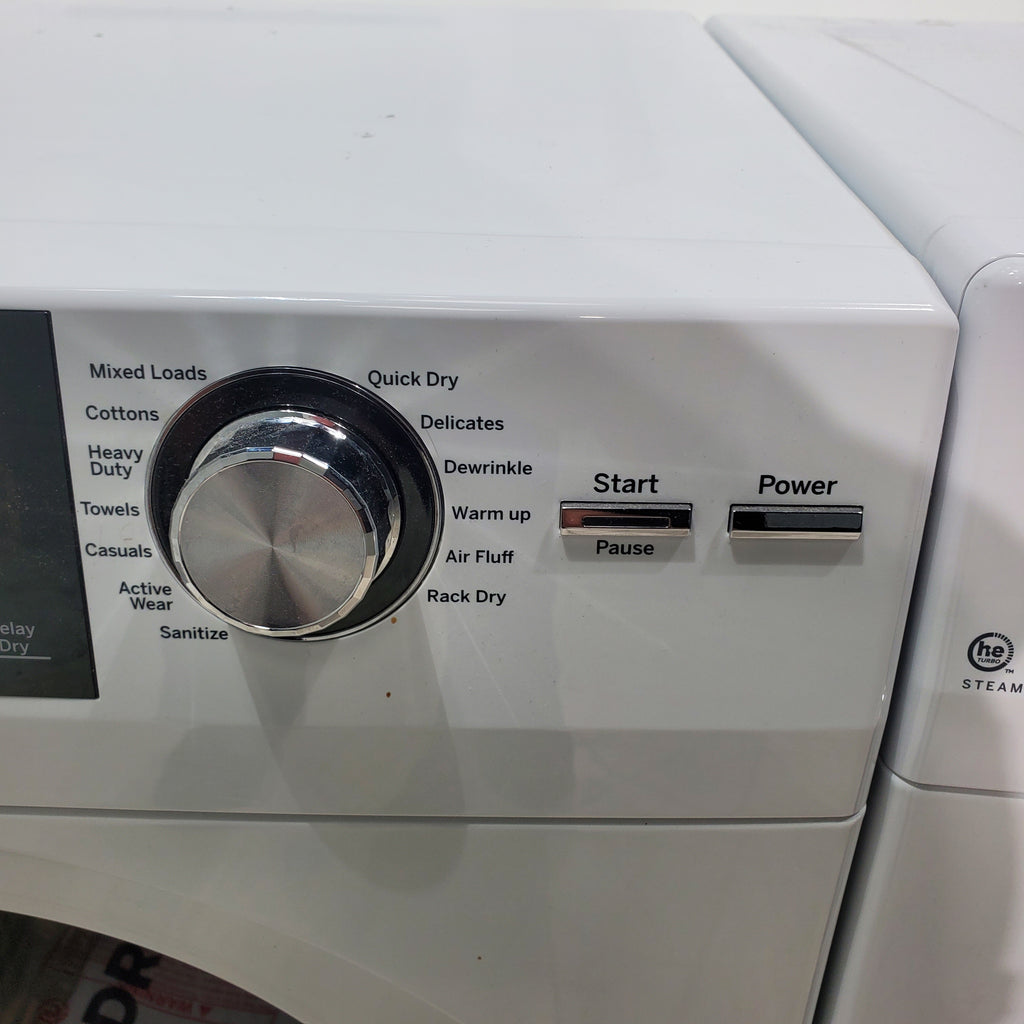 Pictures of Compact 24 in. Wide GE ENERGY STAR 2.4 cu. ft. Front Load Steam Washing Machine with 1400 RPM Spin Speed and Frontload Vented WiFi Capable ENERGY STAR 4.3 cu. ft. Electric Dryer with Stainless Steel Basket - Scratch & Dent - Minor - Neu Appliance Outlet - Discount Appliance Outlet in Austin, Tx