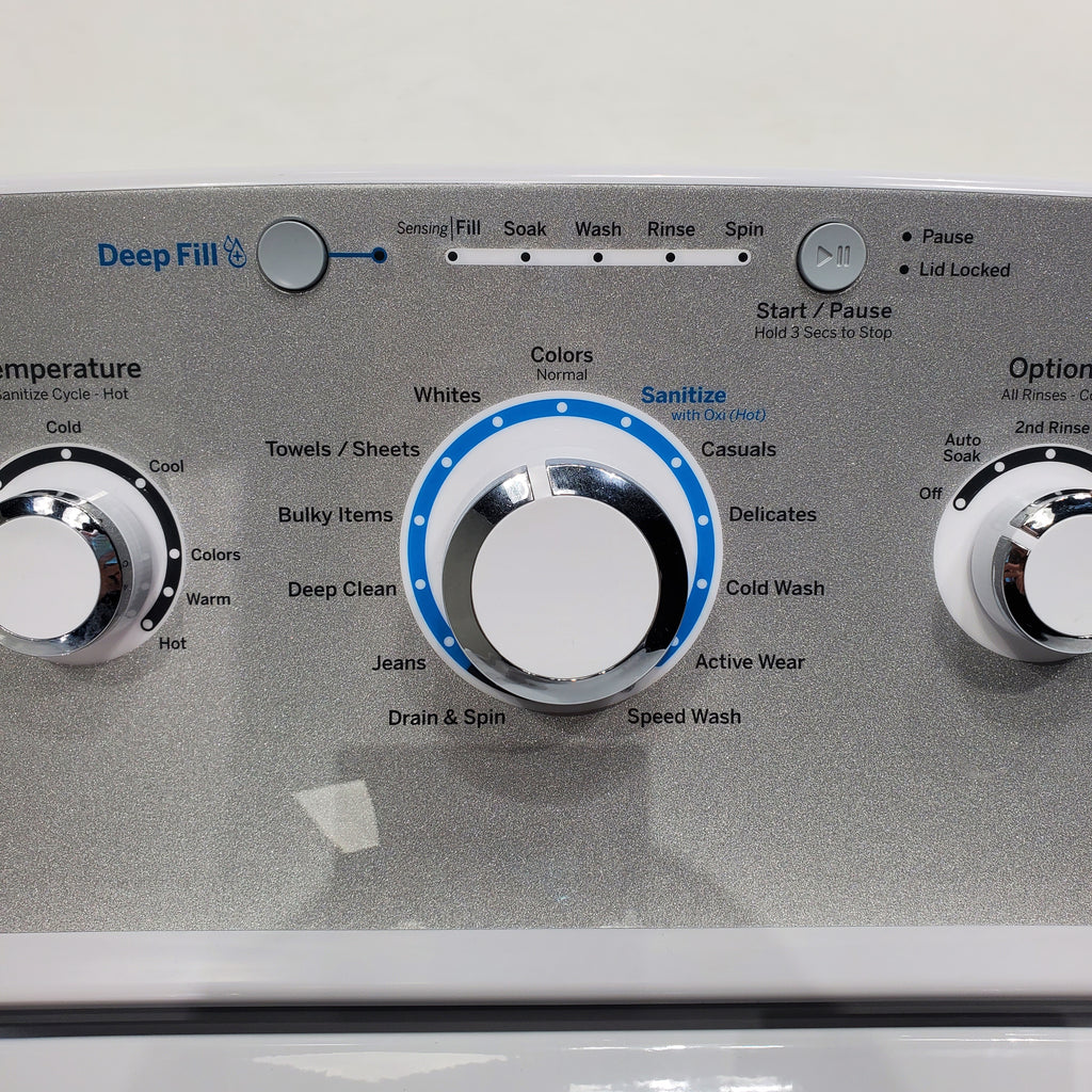 Pictures of ENERGY STAR GE 4.6 cu. ft. Top Load Washing Machine with Stainless Steel Basket and 7.2 cu. ft. Electric Dryer with HE Sensor Dry - Scratch & Dent - Minor - Neu Appliance Outlet - Discount Appliance Outlet in Austin, Tx