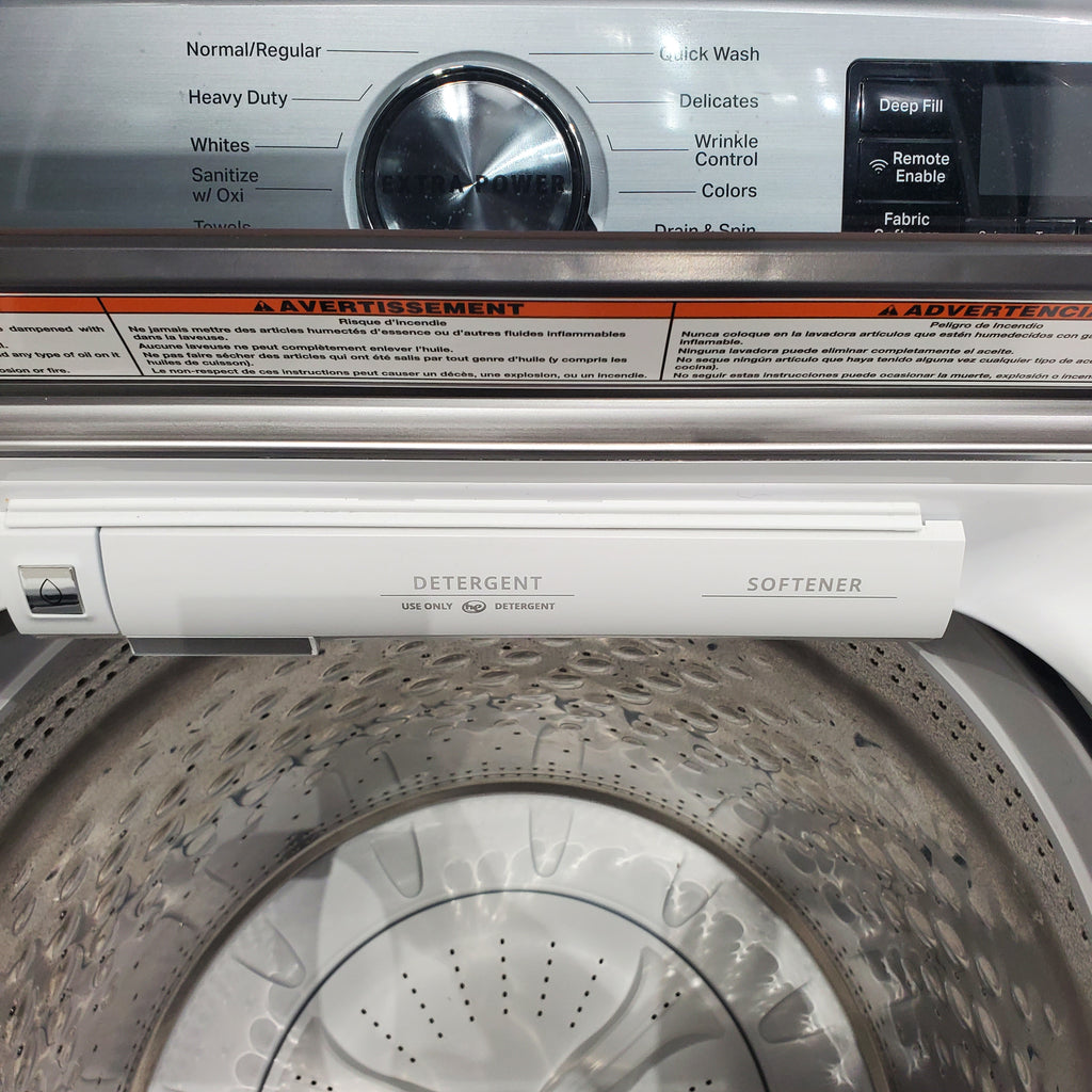 Pictures of Maytag 5.3 cu. ft. Smart Capable ENERGY STAR Top Load Washing Machine with Extra Power Button and  ENERGY STAR Smart Capable 7.4 cu. ft. Electric Steam Dryer with Extra Power Button - Scratch & Dent - Minor - Neu Appliance Outlet - Discount Appliance Outlet in Austin, Tx