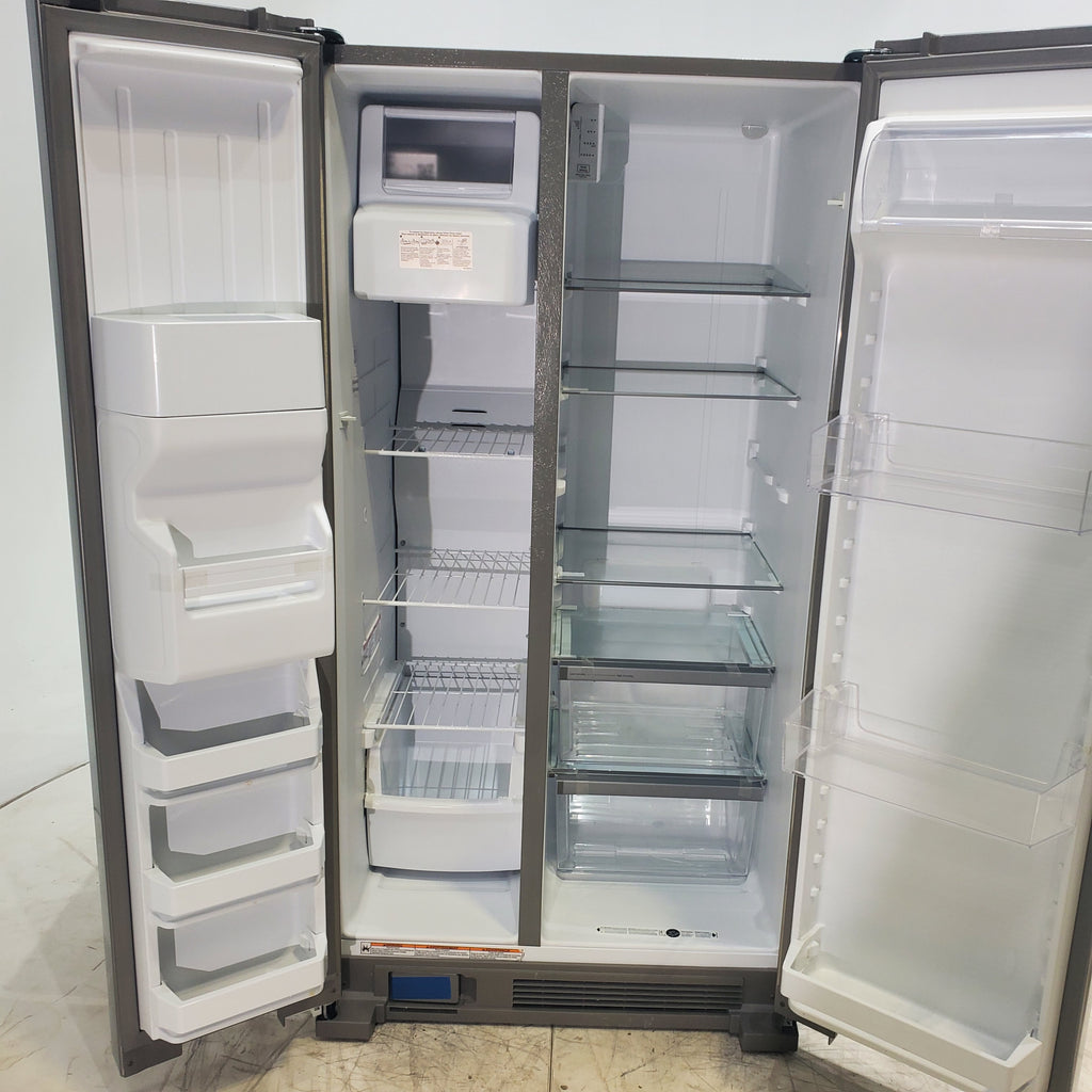 Pictures of 33 in. Wide Fingerprint-Resistant Stainless Steel Whirlpool 21.4 cu. ft. Side by Side Refrigerator with In Door Ice and Water Dispenser - Scratch & Dent - Minor - Neu Appliance Outlet - Discount Appliance Outlet in Austin, Tx