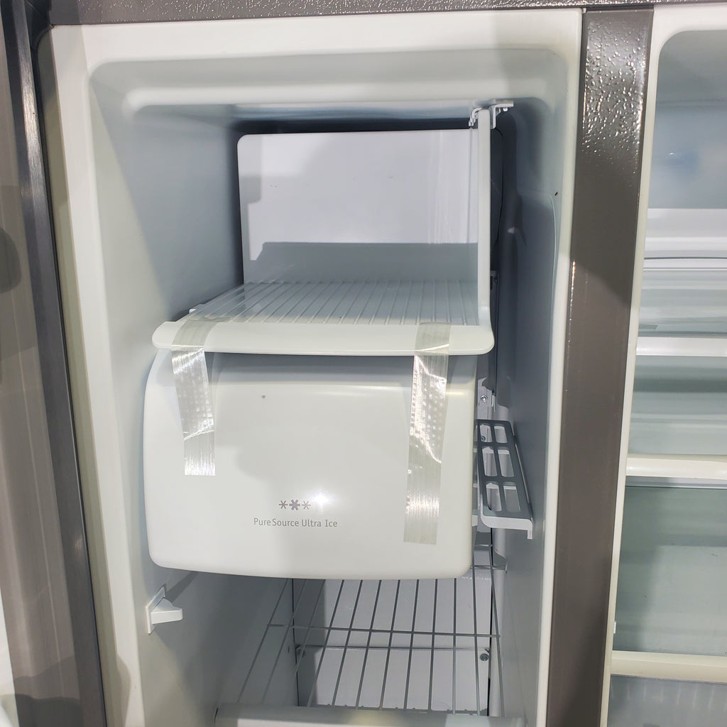 Pictures of Smudge-Proof Stainless Steel ENERGY STAR Frigidaire Gallery 25.6 cu. ft. Side by Side Refrigerator with External Water and Ice Dispenser - Certified Refurbished - Neu Appliance Outlet - Discount Appliance Outlet in Austin, Tx