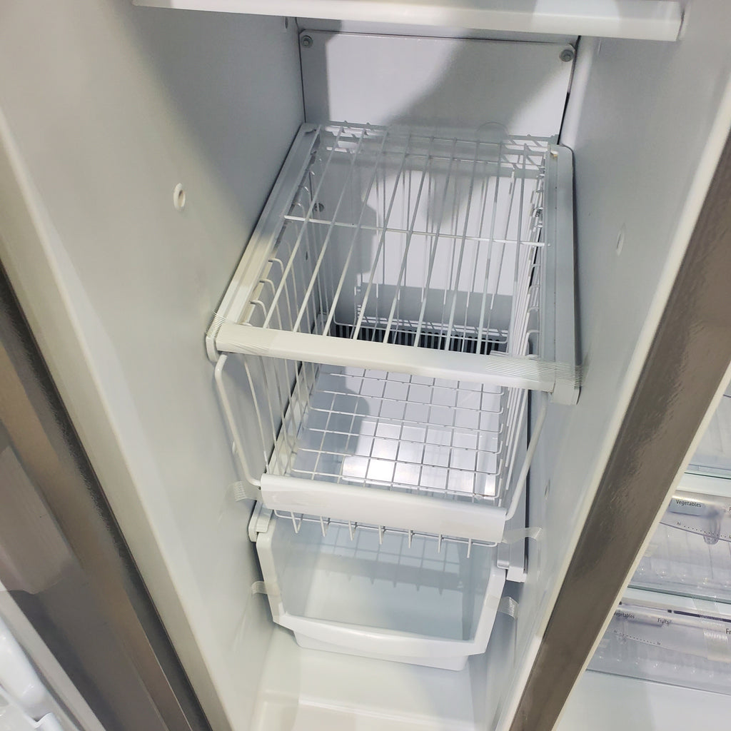 Pictures of Smudge-Proof Stainless Steel ENERGY STAR Frigidaire Gallery 25.6 cu. ft. Side by Side Refrigerator with External Water and Ice Dispenser - Certified Refurbished - Neu Appliance Outlet - Discount Appliance Outlet in Austin, Tx