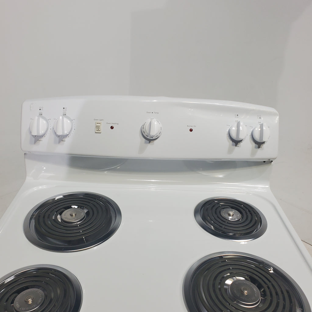 Pictures of White GE 5.0 cu. ft. Freestanding 4 Heating Element Electric Range with Dual Element Bake - Scratch & Dent - Major - Neu Appliance Outlet - Discount Appliance Outlet in Austin, Tx