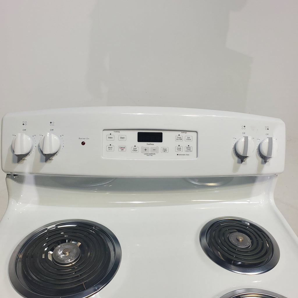 Pictures of White GE 5.0 cu. ft. Freestanding 4 Heating Element Electric Range with Dual Element Baking - Scratch & Dent - Minor - Neu Appliance Outlet - Discount Appliance Outlet in Austin, Tx