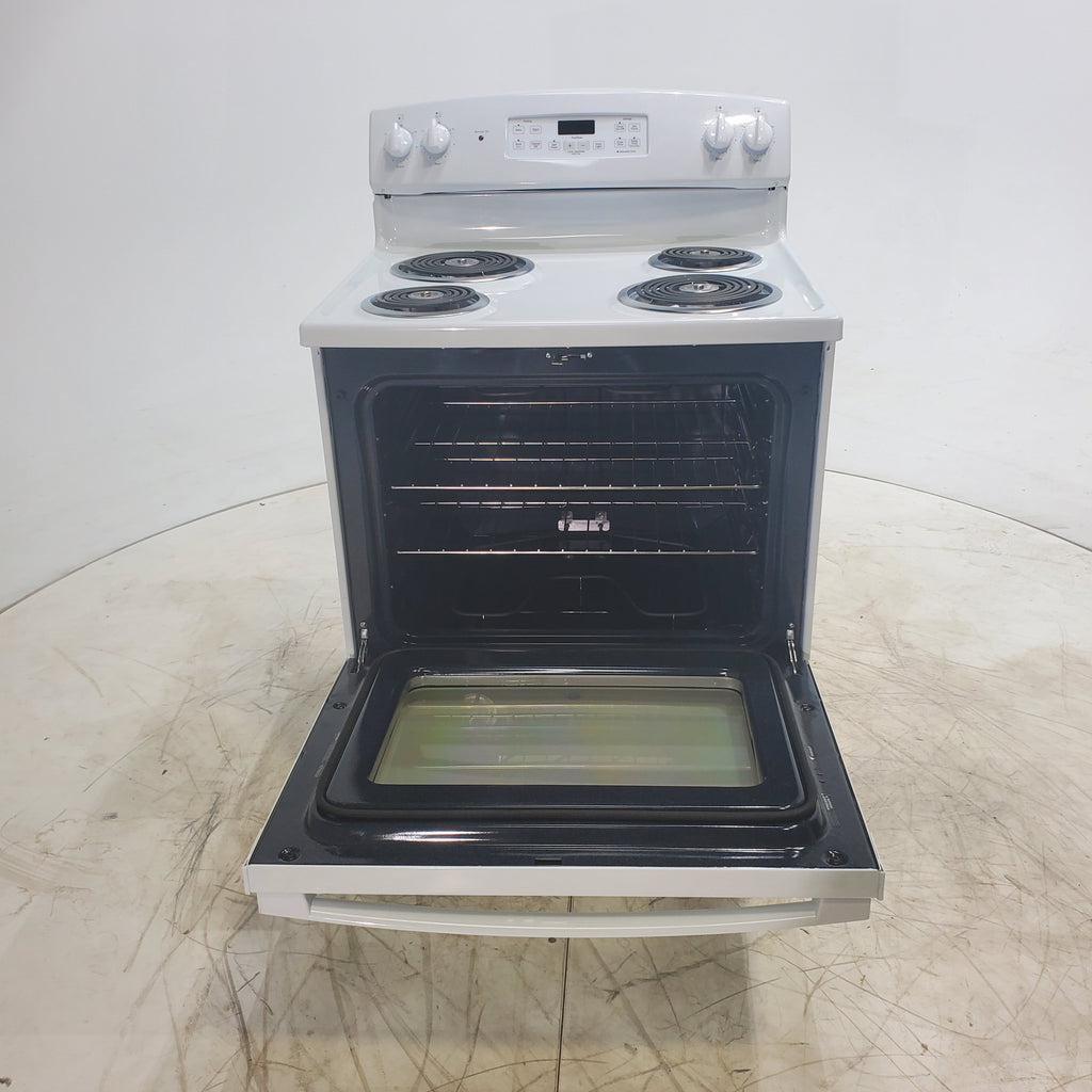 Pictures of White GE 5.0 cu. ft. Freestanding 4 Heating Element Electric Range with Dual Element Baking - Scratch & Dent - Minor - Neu Appliance Outlet - Discount Appliance Outlet in Austin, Tx