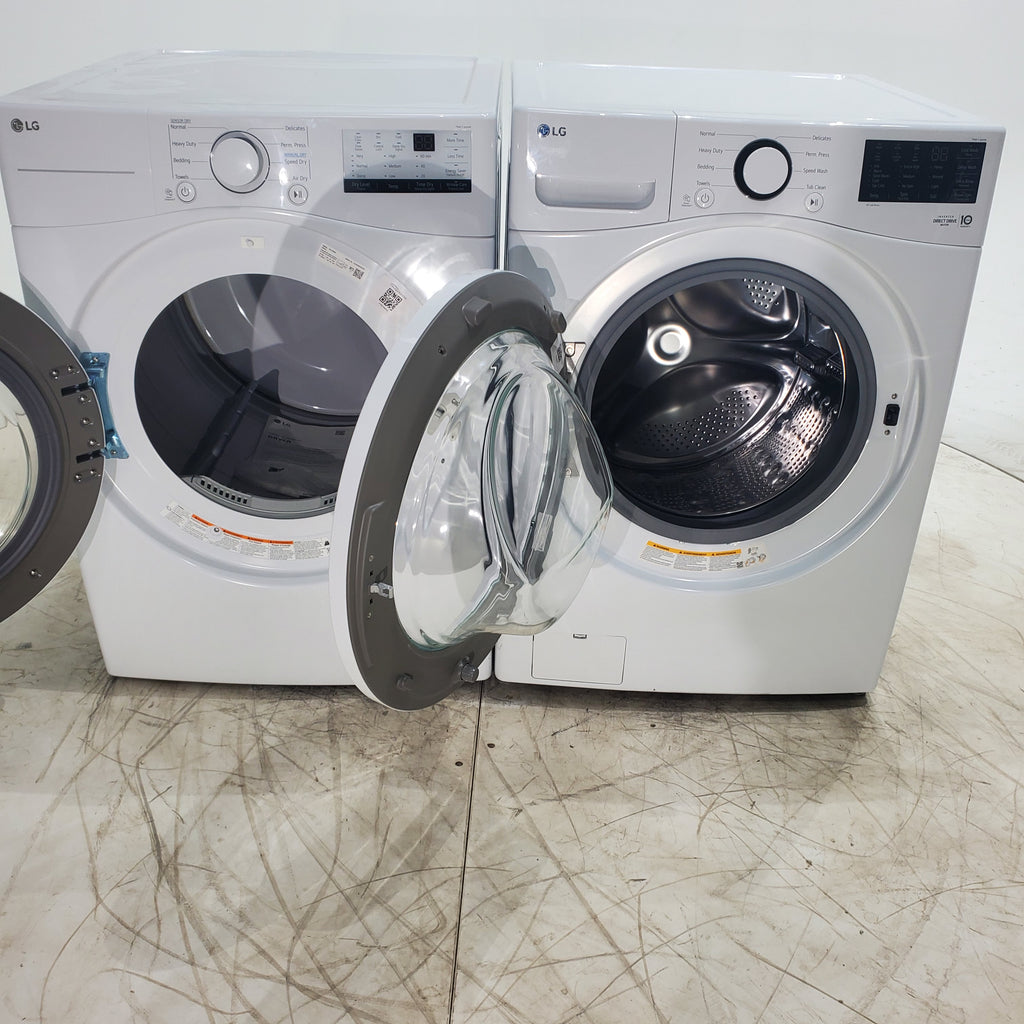 Pictures of ENERGY STAR LG 4.5 cu. ft. Front Load Washer with LG 6Motion Technology and ENERGY STAR LG 7.4 cu. ft. Electric Vented Dryer with Sensor Dry and SmartThinQ Technology - Open Box - Neu Appliance Outlet - Discount Appliance Outlet in Austin, Tx
