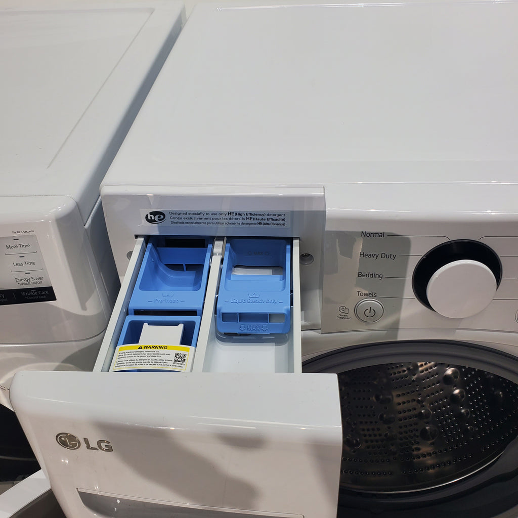 Pictures of ENERGY STAR LG 4.5 cu. ft. Front Load Washer with LG 6Motion Technology and ENERGY STAR LG 7.4 cu. ft. Electric Vented Dryer with Sensor Dry and SmartThinQ Technology - Open Box - Neu Appliance Outlet - Discount Appliance Outlet in Austin, Tx
