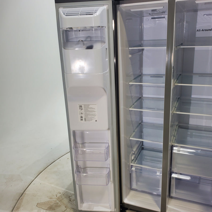 Fingerprint Resistant Stainless Steel ENERGY STAR Samsung 27.4 cu. ft. Side by Side Refrigerator with Exterior Water and Ice Dispenser - Scratch & Dent - Minor