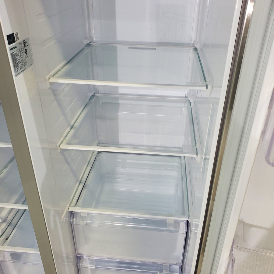 Fingerprint Resistant Stainless Steel ENERGY STAR Samsung 27.4 cu. ft. Side by Side Refrigerator with Exterior Water and Ice Dispenser - Scratch & Dent - Minor
