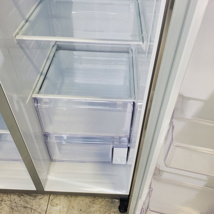 Fingerprint Resistant Stainless Steel ENERGY STAR Samsung 27.4 cu. ft. Side by Side Refrigerator with Exterior Water and Ice Dispenser - Scratch & Dent - Minor