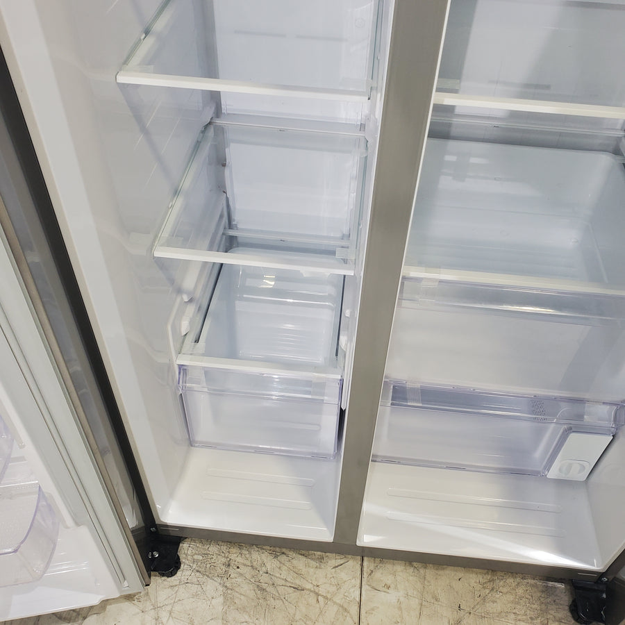 Fingerprint Resistant Stainless Steel ENERGY STAR Samsung 27.4 cu. ft. Side by Side Refrigerator with Exterior Water and Ice Dispenser - Scratch & Dent - Minor
