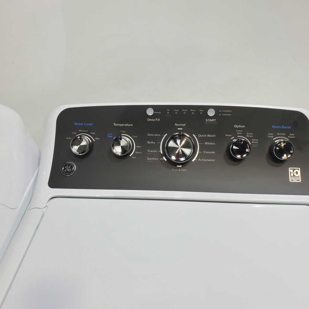 Pictures of GE 4.5 cu. ft. Capacity Washer with Stainless Steel Basket, Cold Plus and Wash Boost and GE 7.4 cu. ft. Capacity Electric Dryer with Up To 120 ft. Venting and Sensor Dry - Scratch & Dent - Minor | Moderate - Neu Appliance Outlet - Discount Appliance Outlet in Austin, Tx