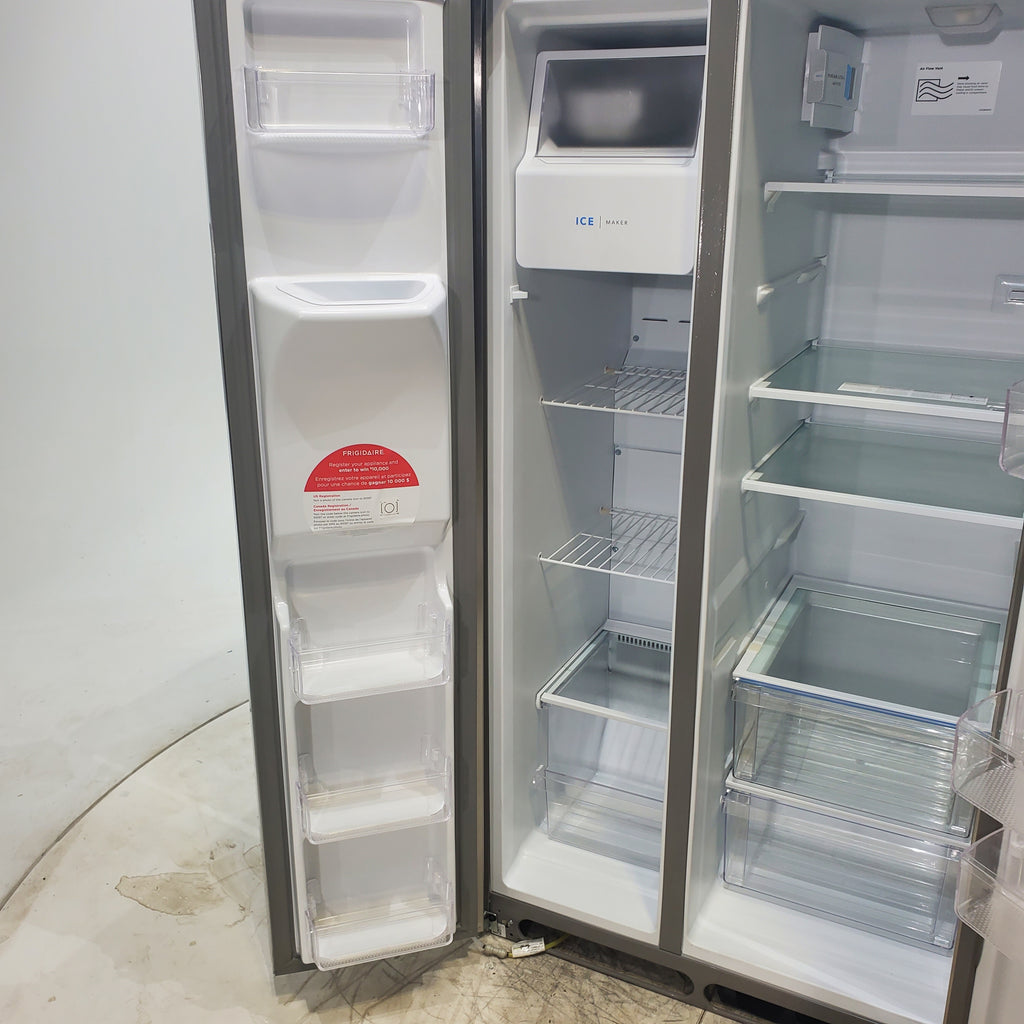 Pictures of Stainless Steel ENERGY STAR Frigidaire 25.6 cu. ft. Side by Side Refrigerator with Exterior Water and Ice Dispenser - Scratch & Dent - Moderate - Neu Appliance Outlet - Discount Appliance Outlet in Austin, Tx