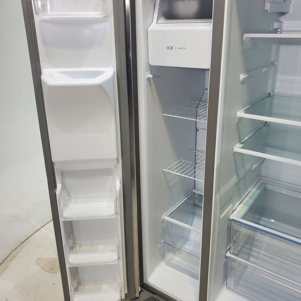 Pictures of Stainless Steel ENERGY STAR Frigidaire 25.6 cu. ft. Side by Side Refrigerator with Exterior Water and Ice Dispenser - Scratch & Dent - Minor - Neu Appliance Outlet - Discount Appliance Outlet in Austin, Tx