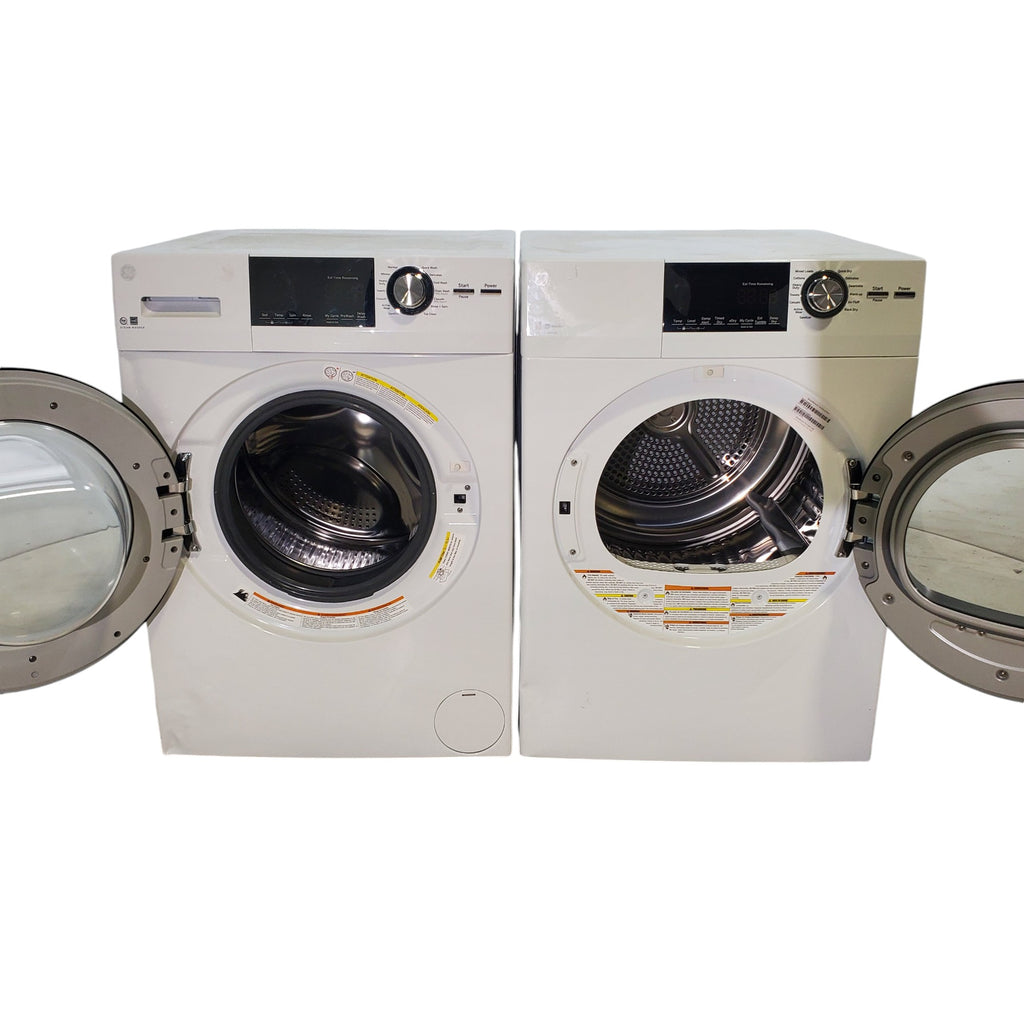 Pictures of Compact 24 in. Wide GE ENERGY STAR 2.4 cu. ft. Front Load Steam Washing Machine with 1400 RPM Spin Speed and Frontload Vented WiFi Capable ENERGY STAR 4.3 cu. ft. Electric Dryer with Stainless Steel Basket - Scratch & Dent - Moderate - Neu Appliance Outlet - Discount Appliance Outlet in Austin, Tx