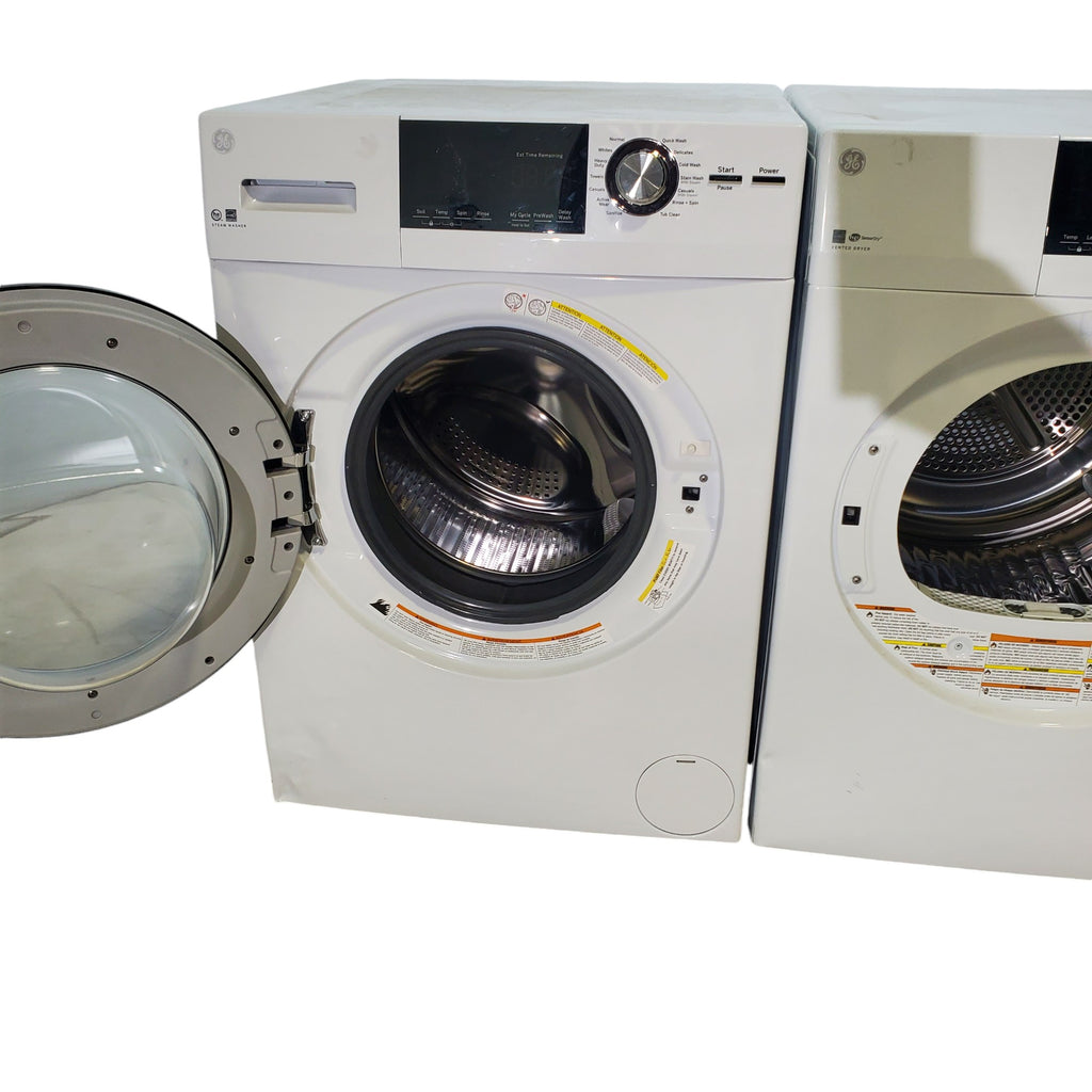 Pictures of Compact 24 in. Wide GE ENERGY STAR 2.4 cu. ft. Front Load Steam Washing Machine with 1400 RPM Spin Speed and Frontload Vented WiFi Capable ENERGY STAR 4.3 cu. ft. Electric Dryer with Stainless Steel Basket - Scratch & Dent - Moderate - Neu Appliance Outlet - Discount Appliance Outlet in Austin, Tx