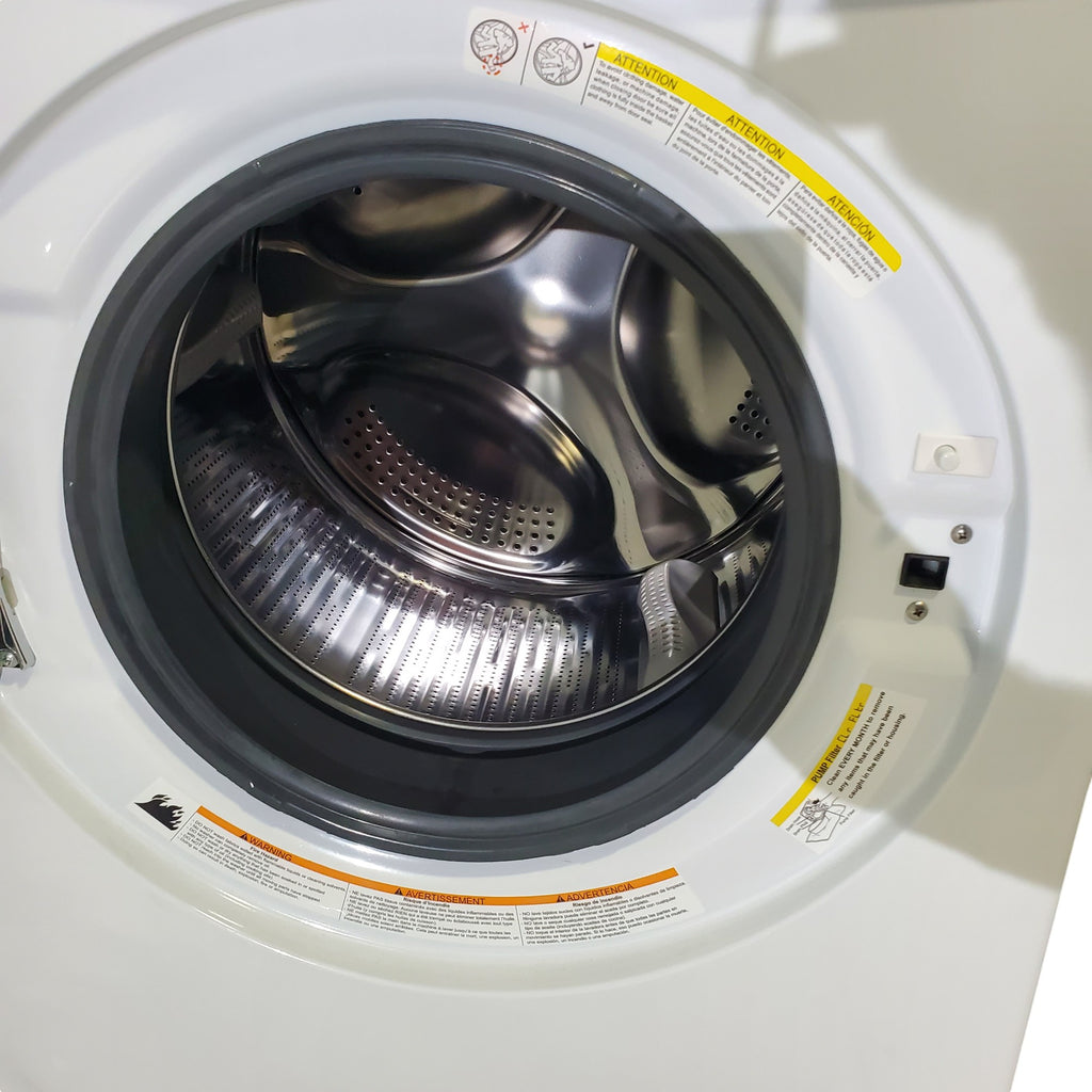 Pictures of Compact 24 in. Wide GE ENERGY STAR 2.4 cu. ft. Front Load Steam Washing Machine with 1400 RPM Spin Speed and Frontload Vented WiFi Capable ENERGY STAR 4.3 cu. ft. Electric Dryer with Stainless Steel Basket - Scratch & Dent - Moderate - Neu Appliance Outlet - Discount Appliance Outlet in Austin, Tx