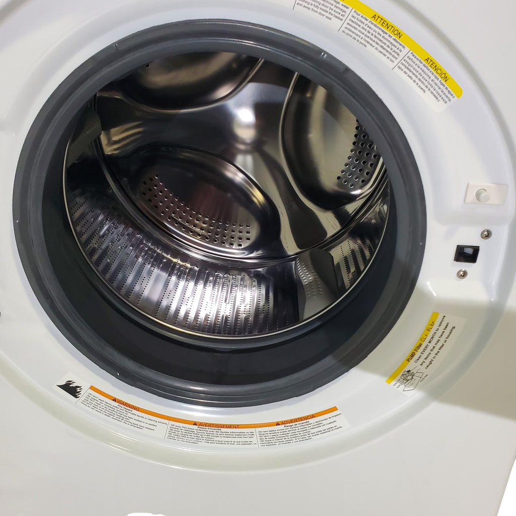 Pictures of Compact 24 in. Wide GE ENERGY STAR 2.4 cu. ft. Front Load Steam Washing Machine with 1400 RPM Spin Speed and Frontload Vented WiFi Capable ENERGY STAR 4.3 cu. ft. Electric Dryer with Stainless Steel Basket - Scratch & Dent - Moderate - Neu Appliance Outlet - Discount Appliance Outlet in Austin, Tx