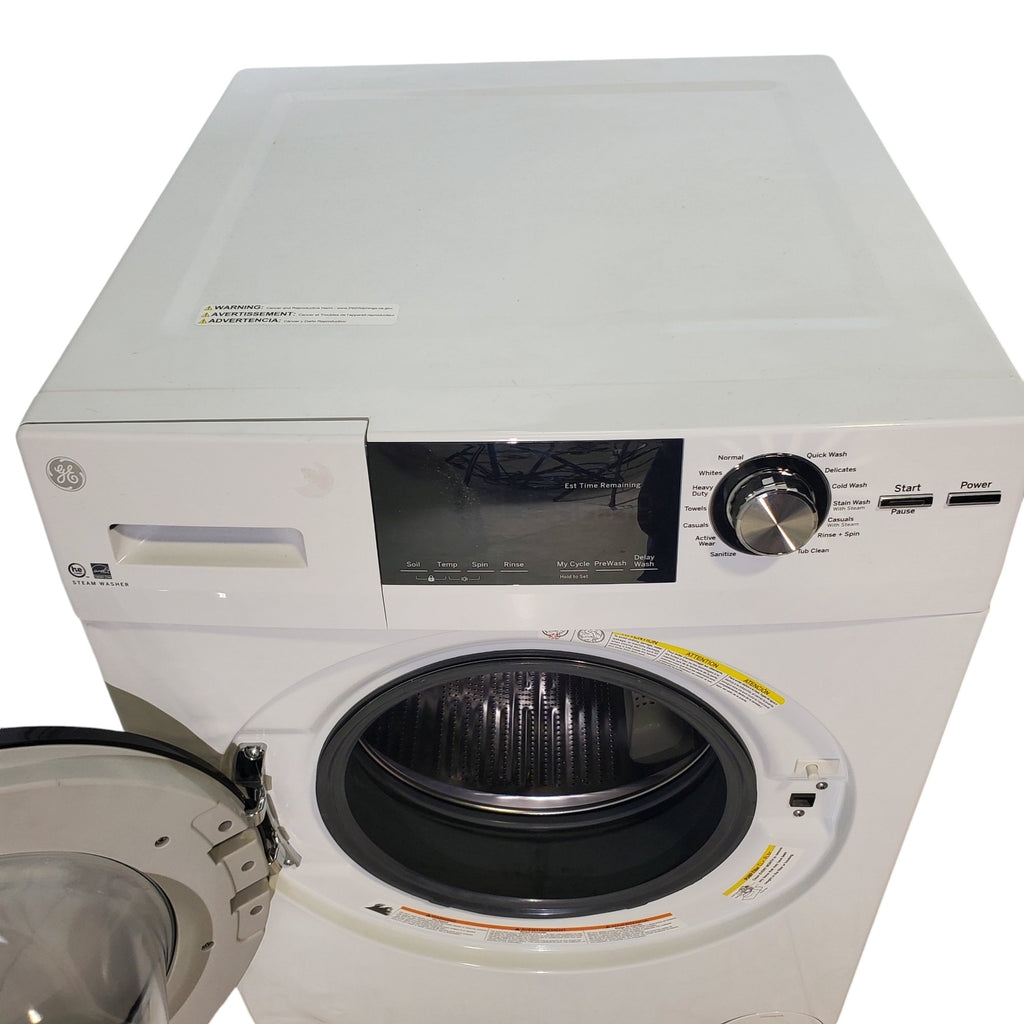 Pictures of Compact 24 in. Wide GE ENERGY STAR 2.4 cu. ft. Front Load Steam Washing Machine with 1400 RPM Spin Speed and Frontload Vented WiFi Capable ENERGY STAR 4.3 cu. ft. Electric Dryer with Stainless Steel Basket - Scratch & Dent - Moderate - Neu Appliance Outlet - Discount Appliance Outlet in Austin, Tx