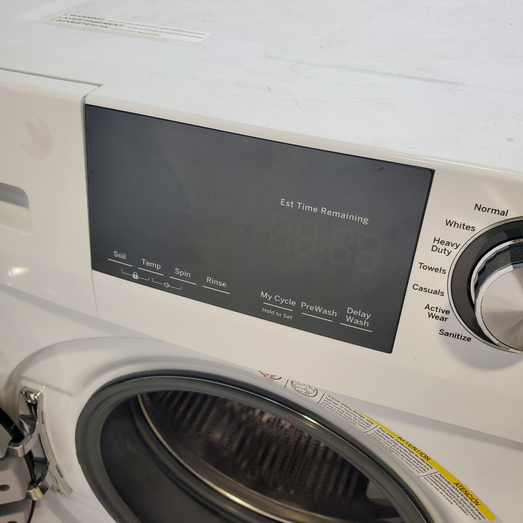 Pictures of Compact 24 in. Wide GE ENERGY STAR 2.4 cu. ft. Front Load Steam Washing Machine with 1400 RPM Spin Speed and Frontload Vented WiFi Capable ENERGY STAR 4.3 cu. ft. Electric Dryer with Stainless Steel Basket - Scratch & Dent - Moderate - Neu Appliance Outlet - Discount Appliance Outlet in Austin, Tx